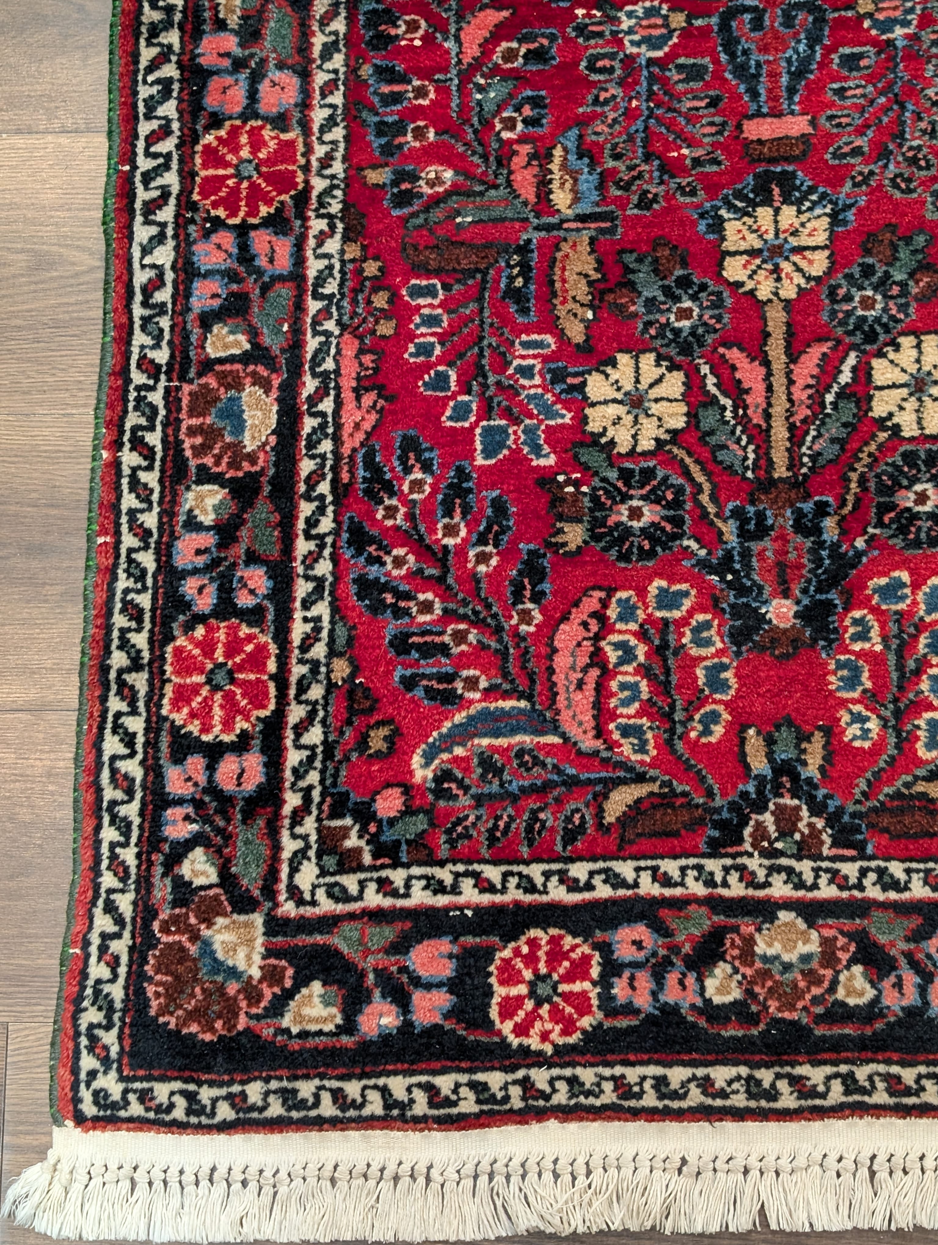 Red Persian Runner Rug 3 x 15, Hamadan Runner, Vintage - Jewel Rugs