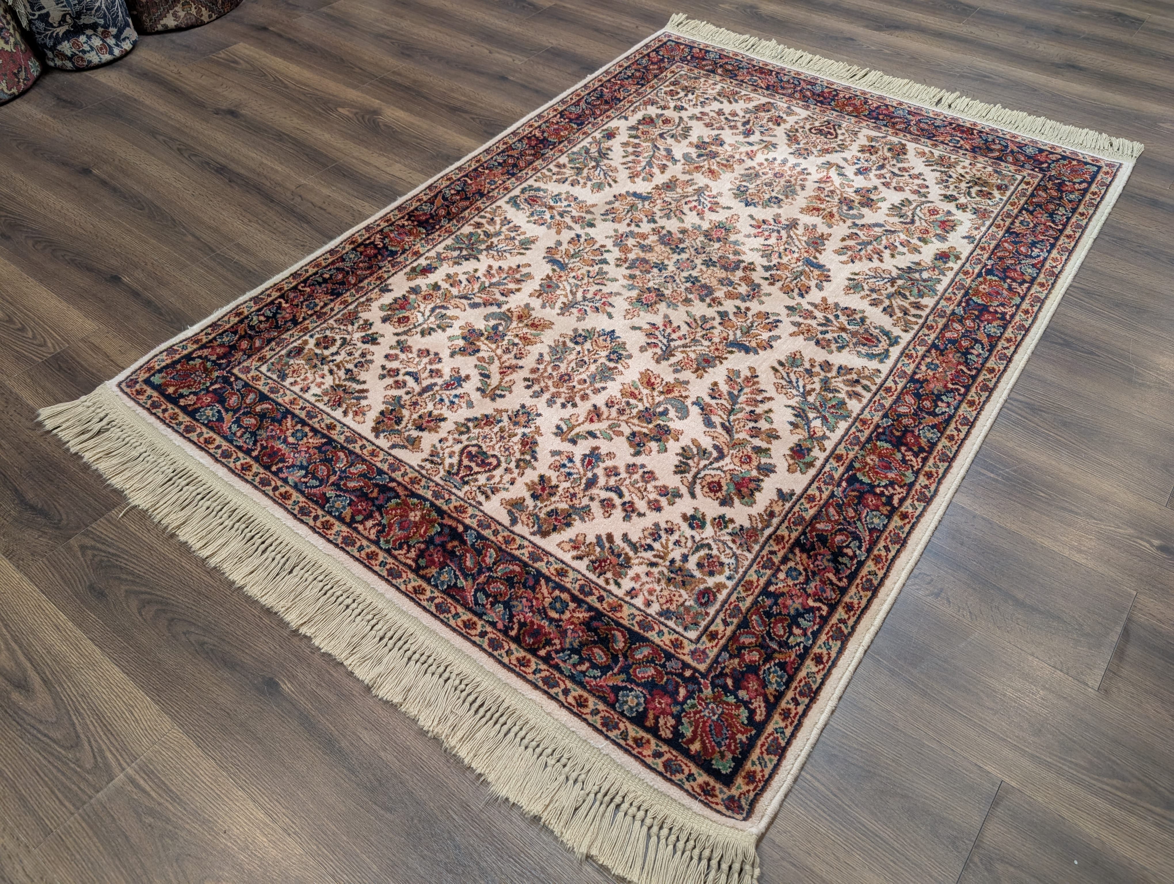 Karastan Rug 4x6 Ivory Sarouk #760, Wool Vintage Original 700 Series - Jewel Rugs