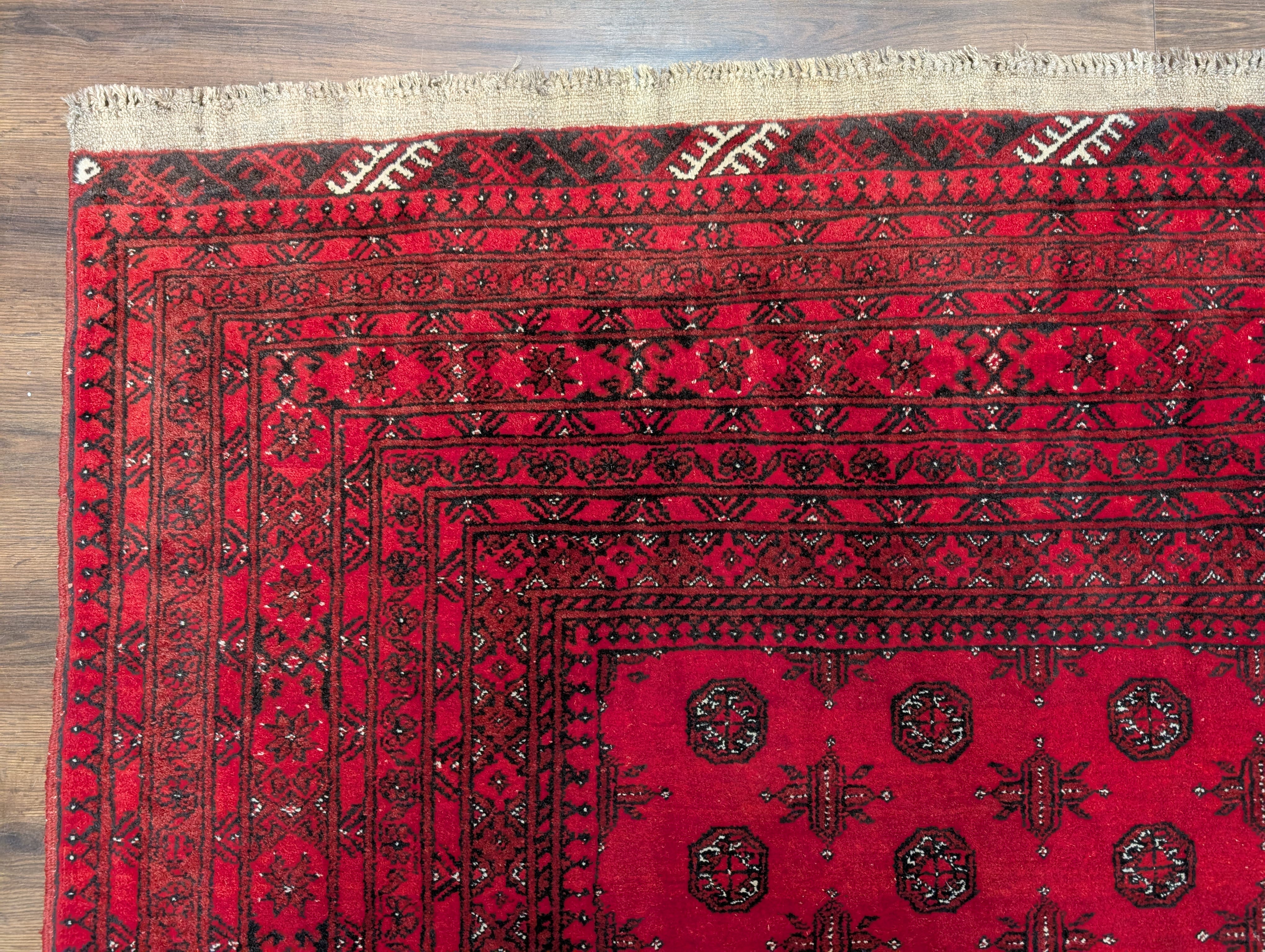 Red Afghan Turkoman Rug 7x9, Bokhara Rug, Wool, Tribal, Hand Knotted - Jewel Rugs