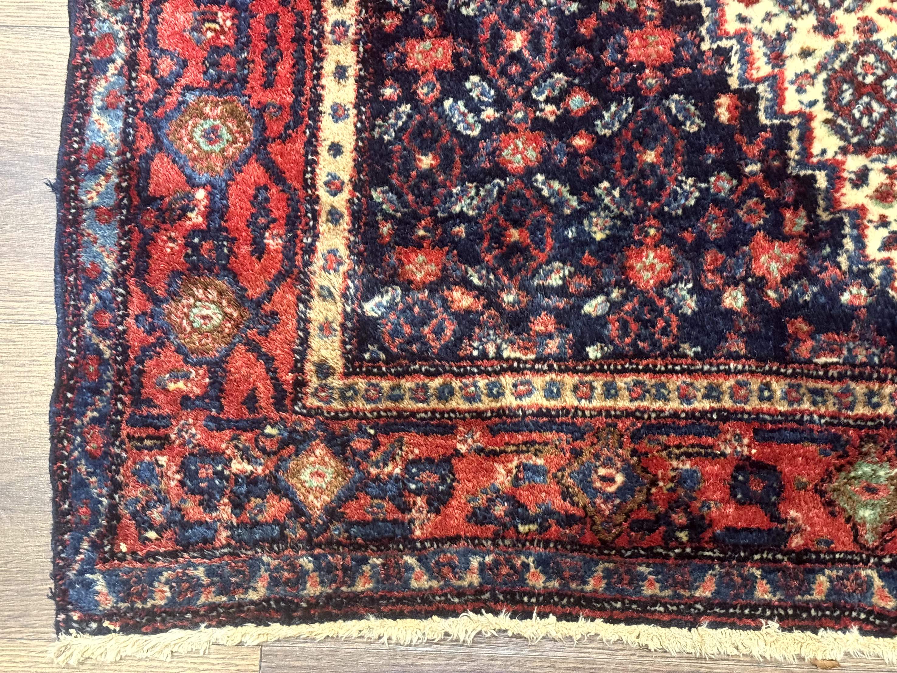 Antique Persian Kurdish Senneh Rug 4x5 Tribal Carpet Wool Geometric Medallion - Jewel Rugs