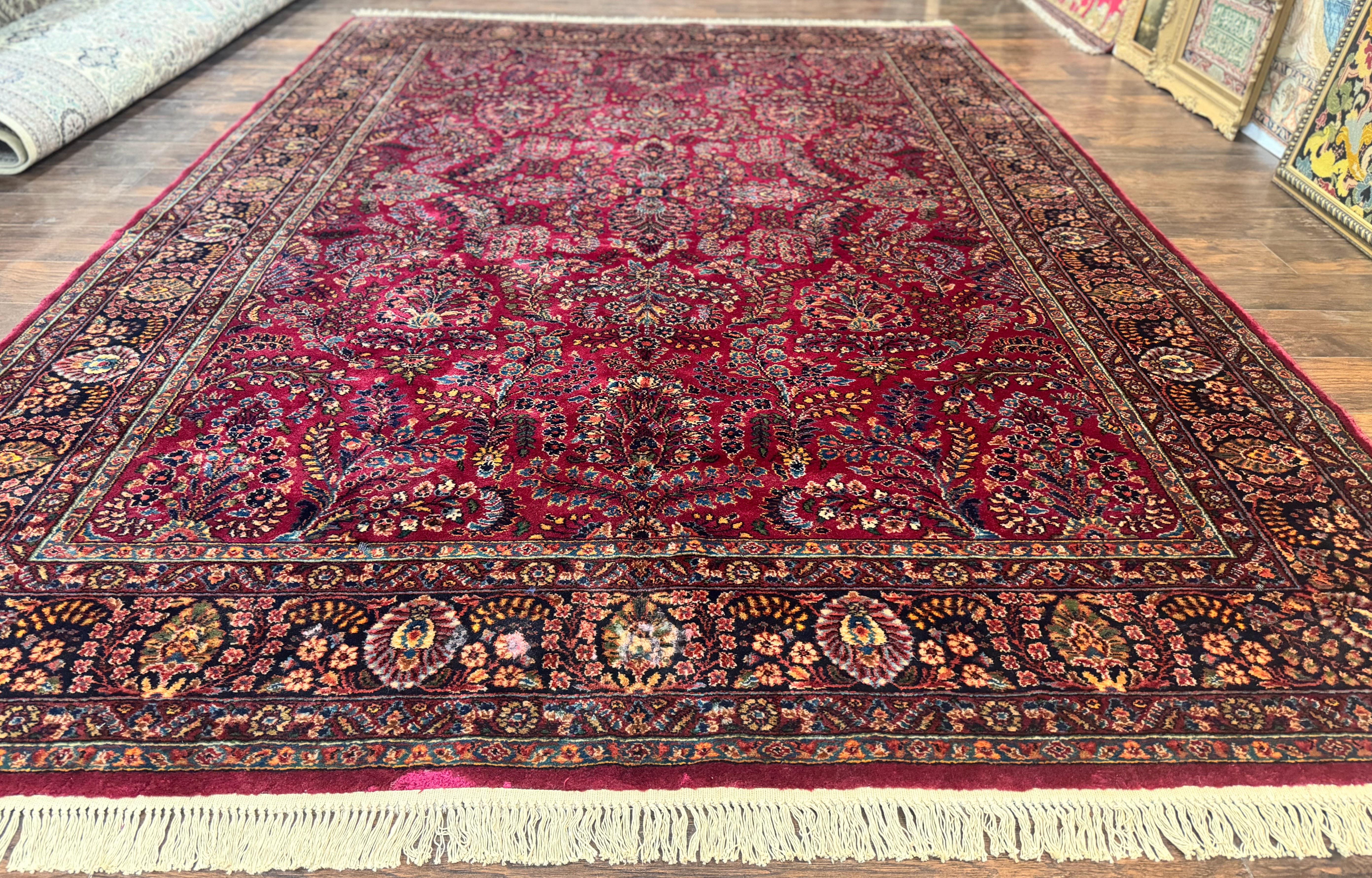 Karastan Sarouk Rug #724, Antique Karastan Wool Pile Carpet, Discontinued Vintage Original 700 Series, Red, Floral, Rare Hard to Find - Jewel Rugs