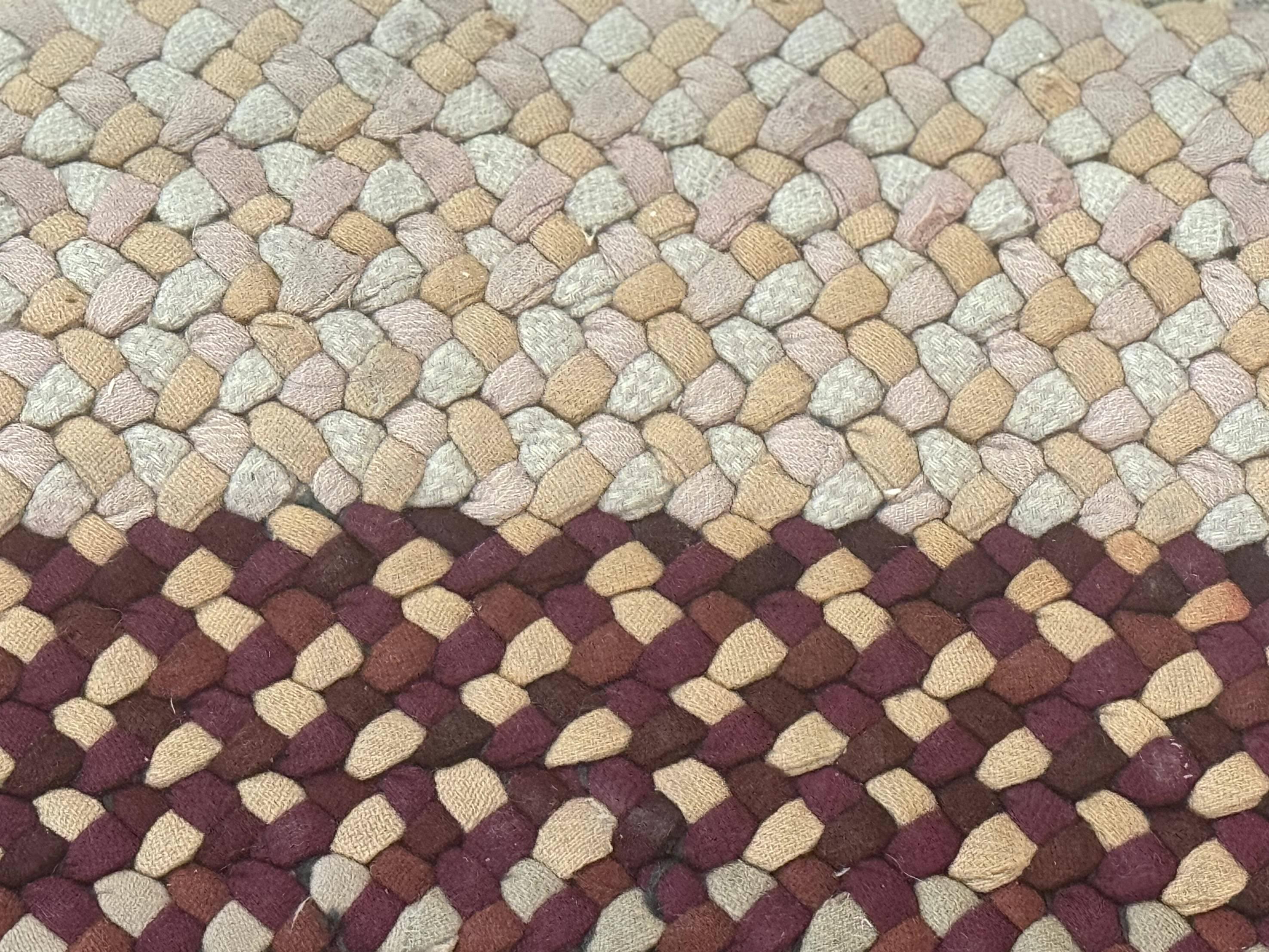 American Oval Braided Rug 7.5 x 9, Vintage Hand Braided Multicolor Large Oval Carpet - Jewel Rugs