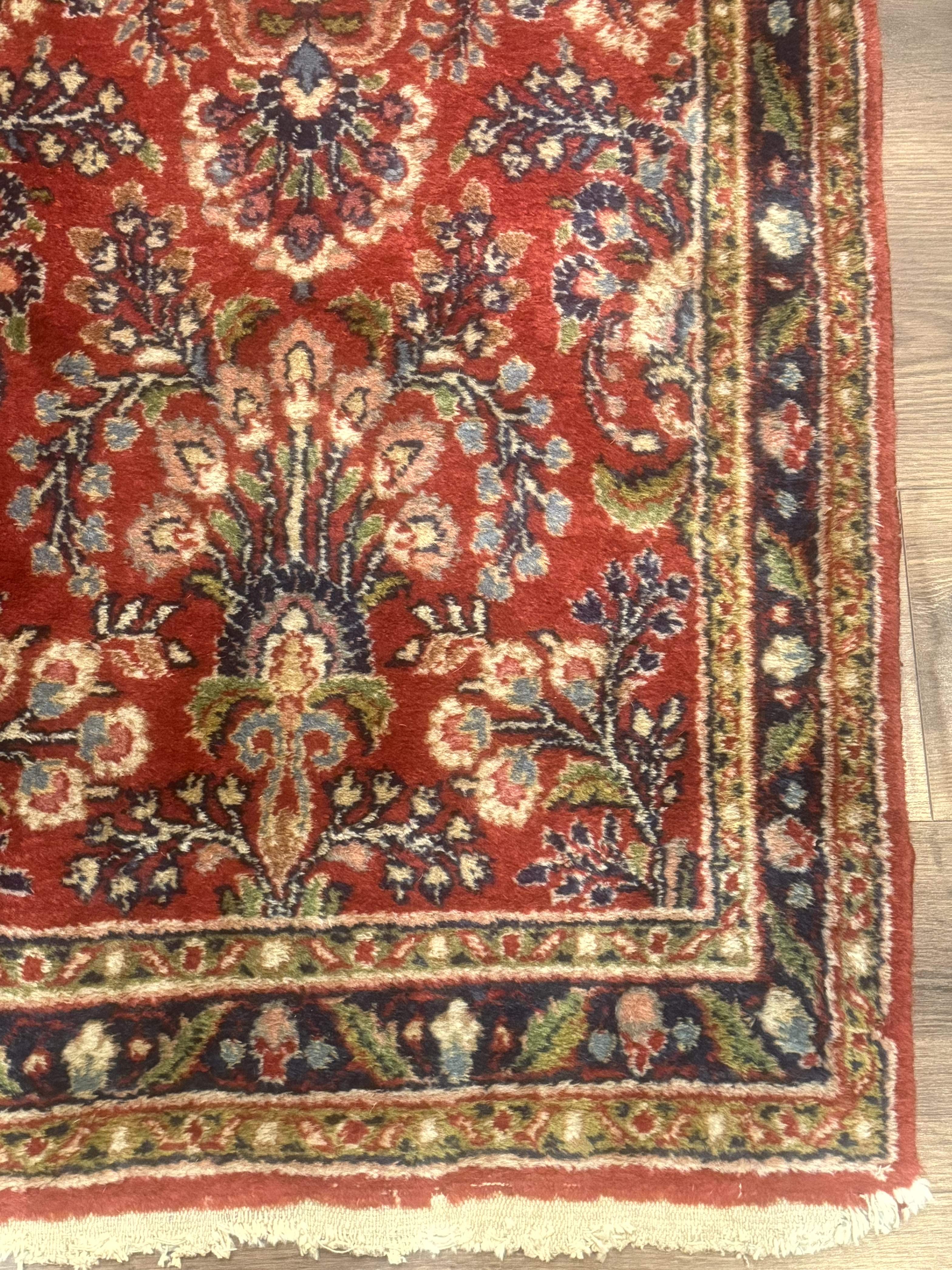 Persian Sarouk Rug 2x5 – Small Red Hand-Knotted Wool Carpet - Jewel Rugs