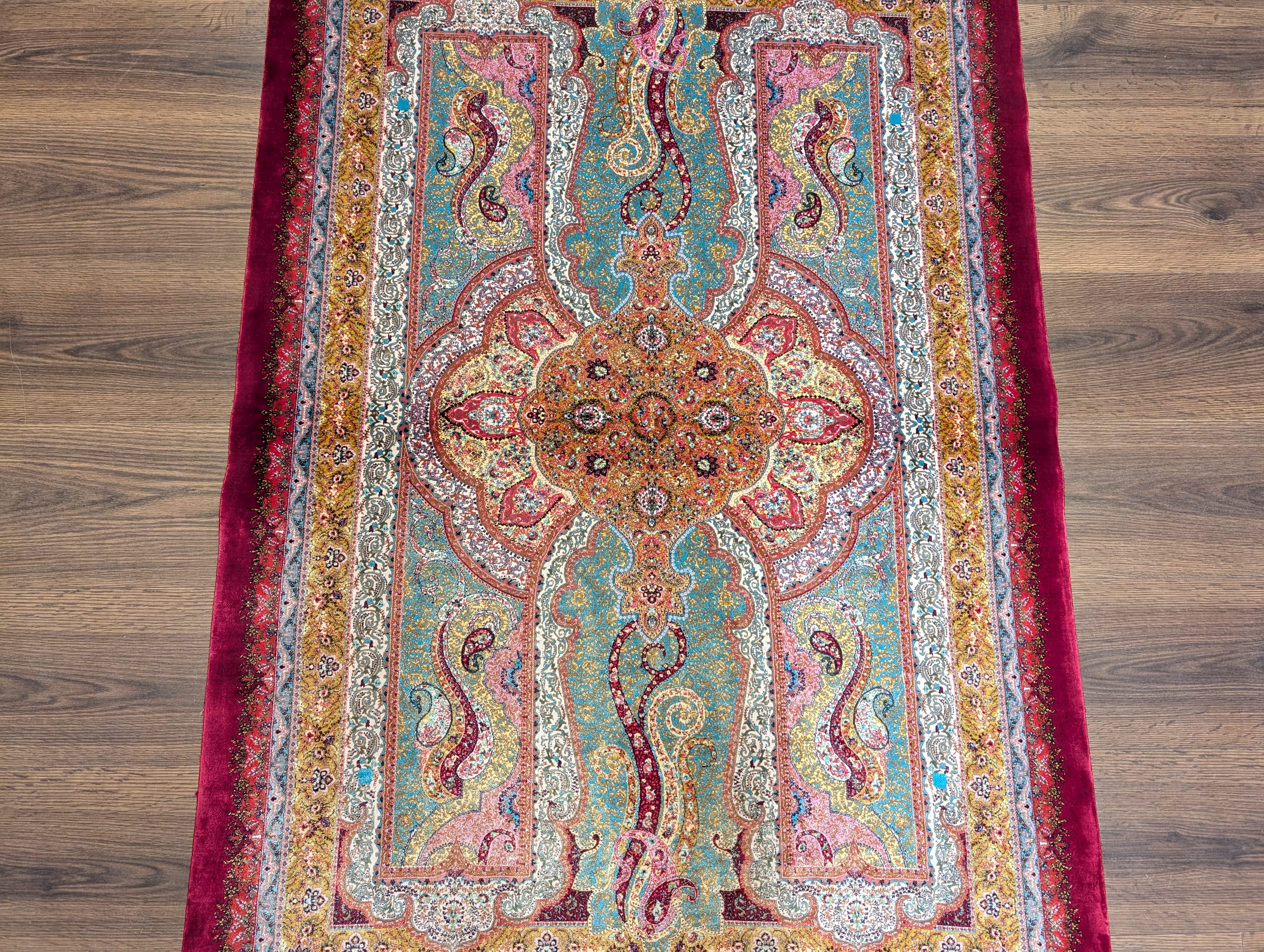 Silk Rug 3x5, Turkish, Multicolor, Fine, Bamboo Silk, New - Jewel Rugs