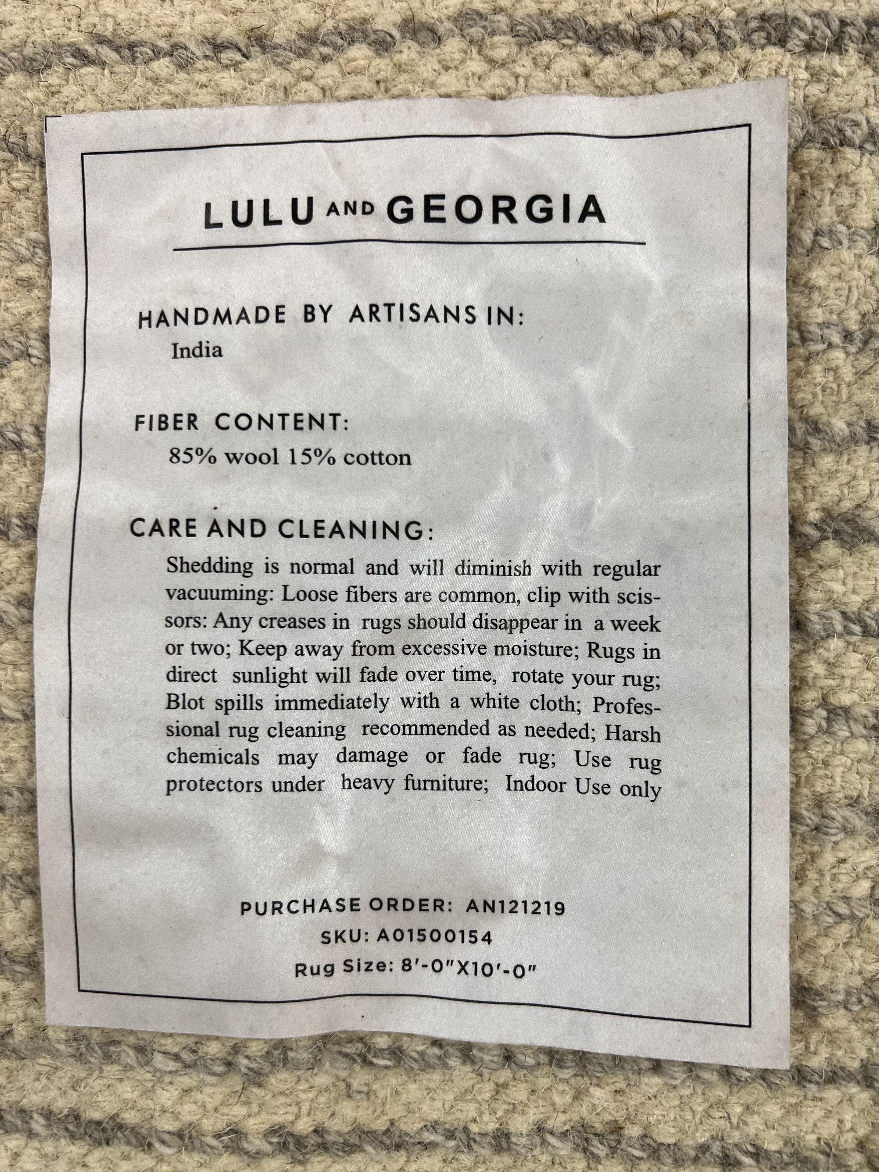 Modern Shag Rug 8x10, Gray and Black, Wool and Cotton, Lulu and Georgia, Handmade Indian Shag Rug - Jewel Rugs