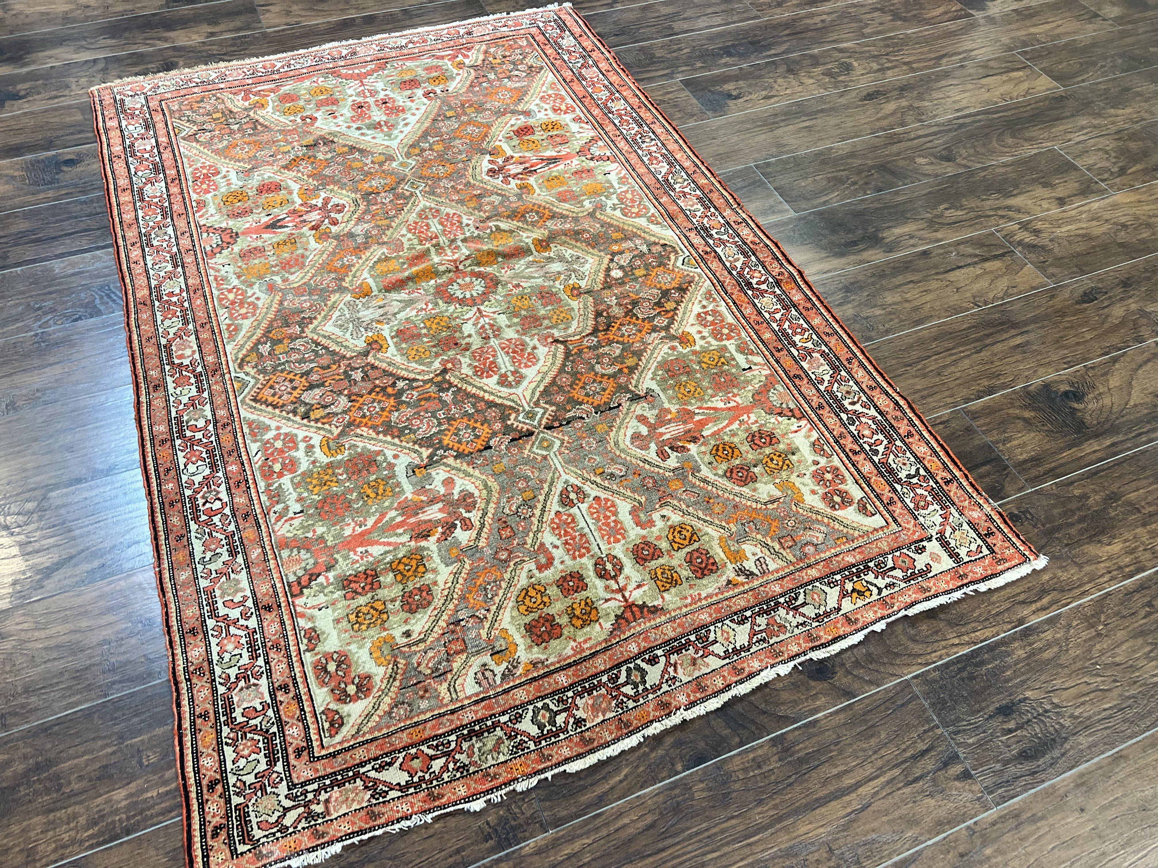 Wonderful Antique Persian Malayer Rug 4x6, Wool Hand Knotted Authentic Oriental Carpet, Very Fine - Jewel Rugs