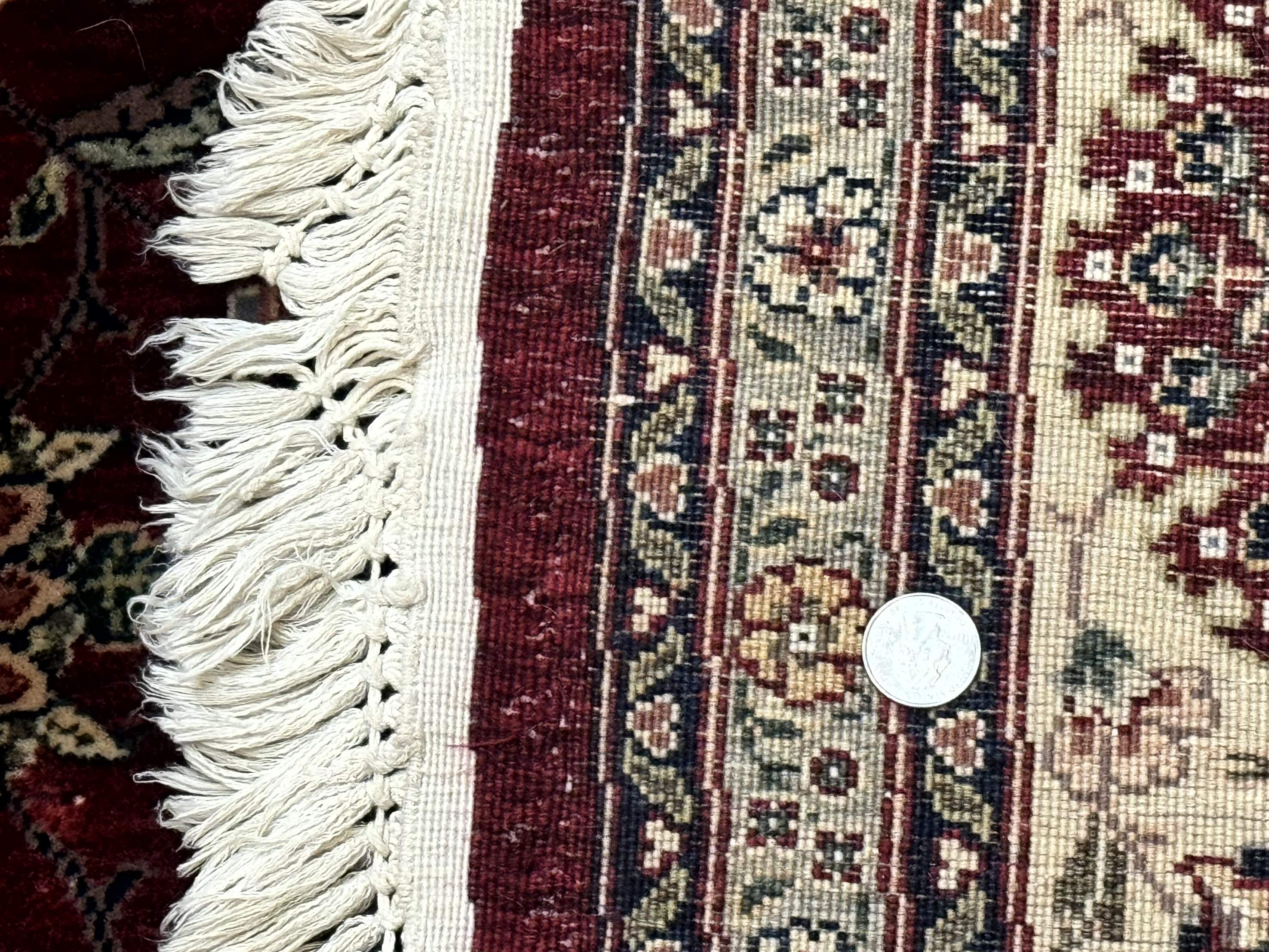 Round Sino Persian Rug 9x9, Burgundy and Cream, Floral, Wool and Silk, 9ft Round Carpet - Jewel Rugs