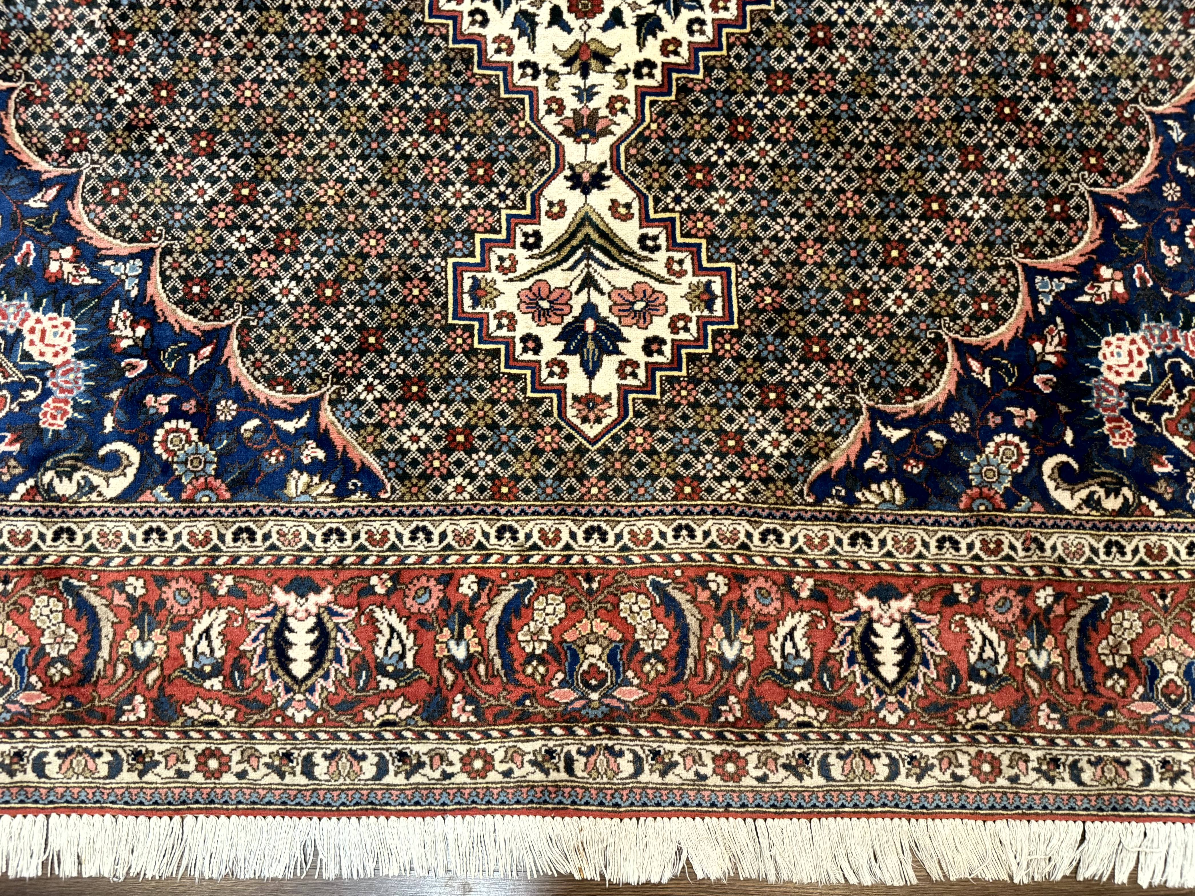 Persian Rug 7x10, Bakhtiari Saman Rug, Unique Design and Colors, Ivory Red Blue, Large Tribal Rug - Jewel Rugs
