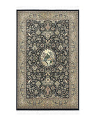 Pak Persian Rug 4x6, Wool Hand Knotted Vintage Carpet, Black & Olive Green, Bird Pictorials, Floral Fine Oriental Rug
