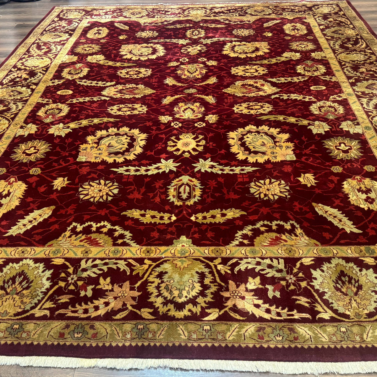 Indo Mahal Rug 9x12, Allover Pattern, Dark Red, Traditional Wool Area ...
