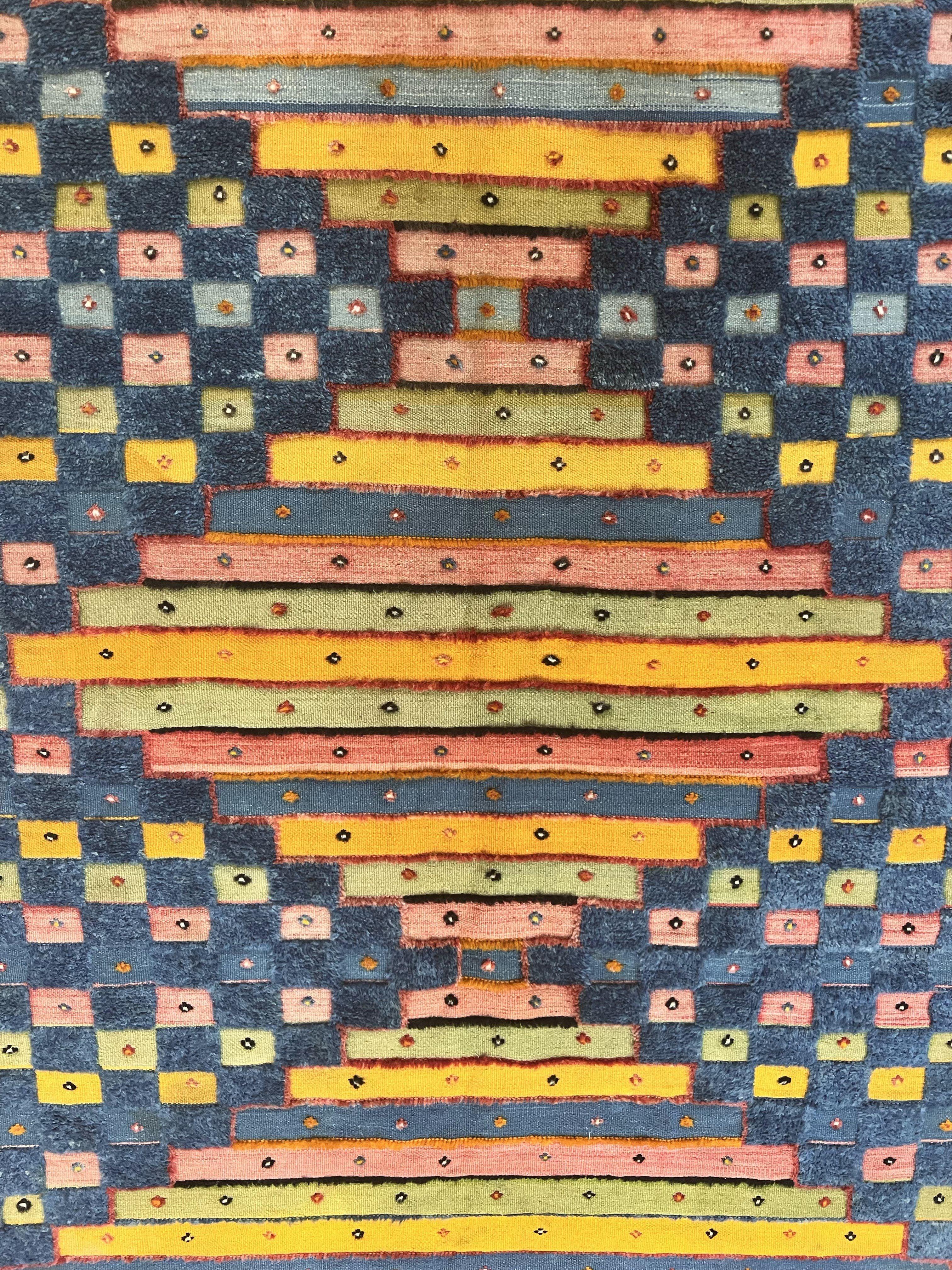 Colorful Moroccan Rug 7x8, Abstract Design, Wool Multicolor Handmade Vintage Carpet, Tribal Rug, Berber Rug - Jewel Rugs