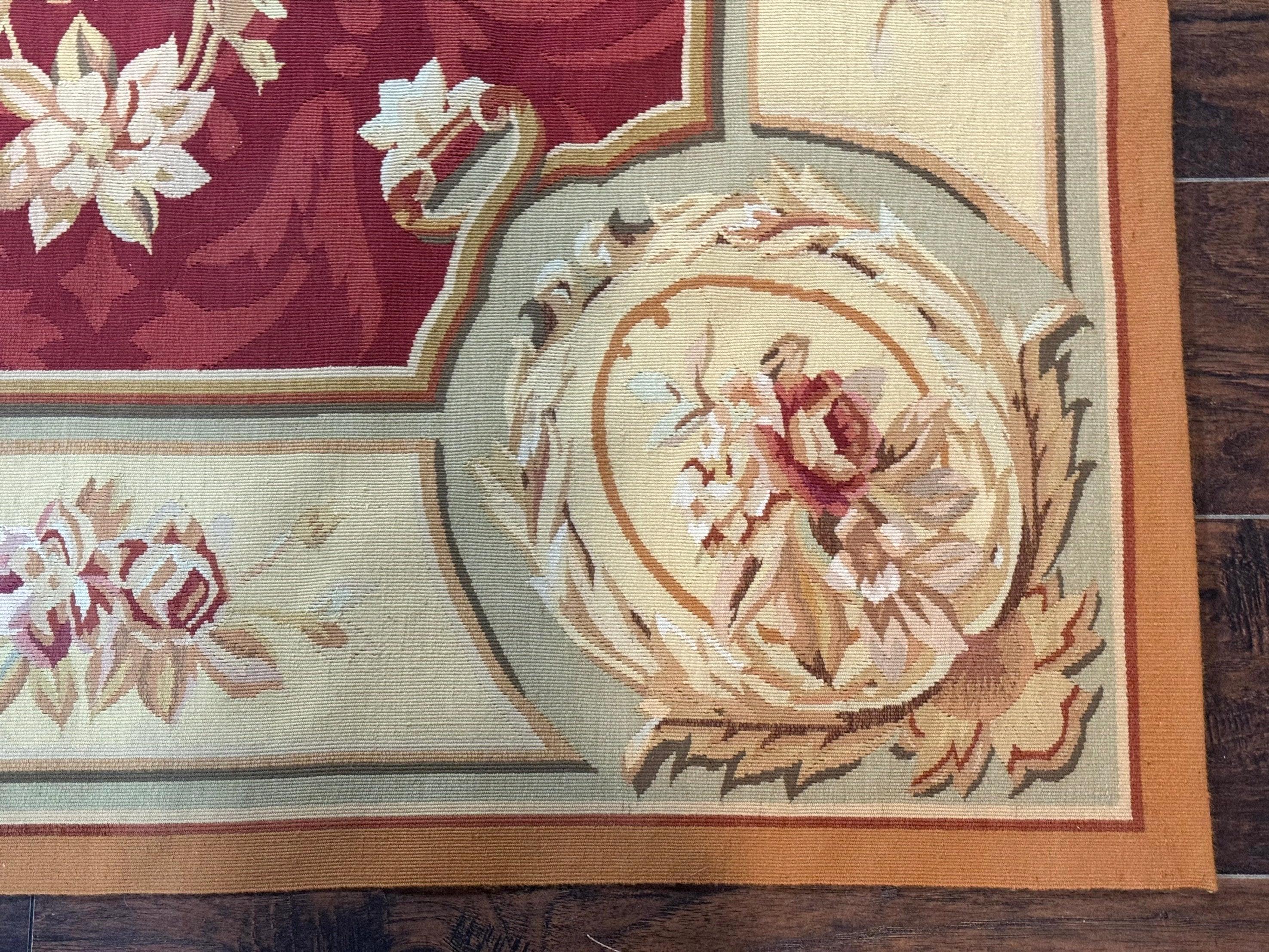 Aubusson Rug 4x6, Red, Floral, European Design, Vintage, Wool - Jewel Rugs