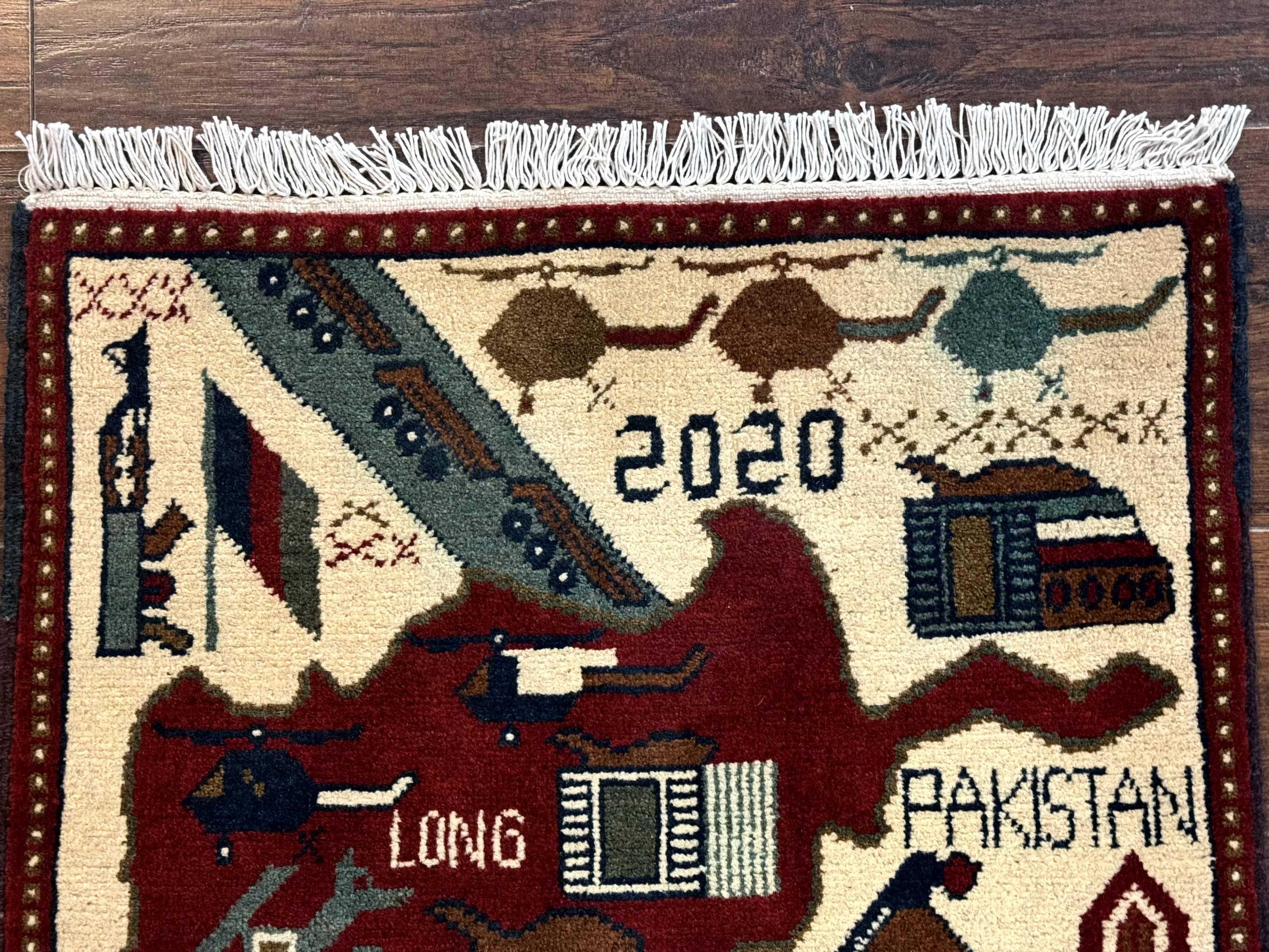 Afghan War Rug 2 x 2.6, Guns Tanks Helicopters - Jewel Rugs