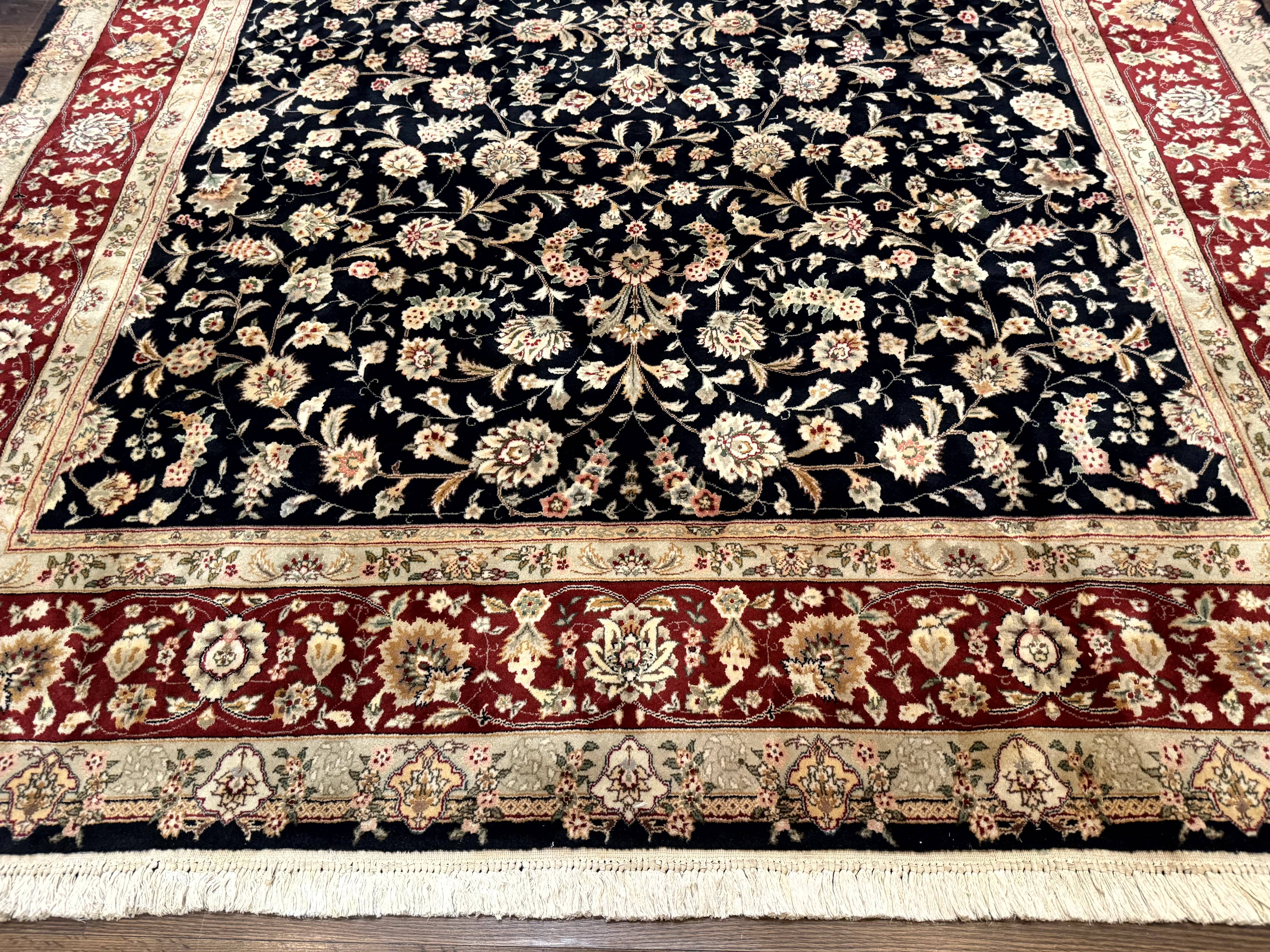 Sino Persian Rug 8x10, Black and Red, Floral Allover - Jewel Rugs