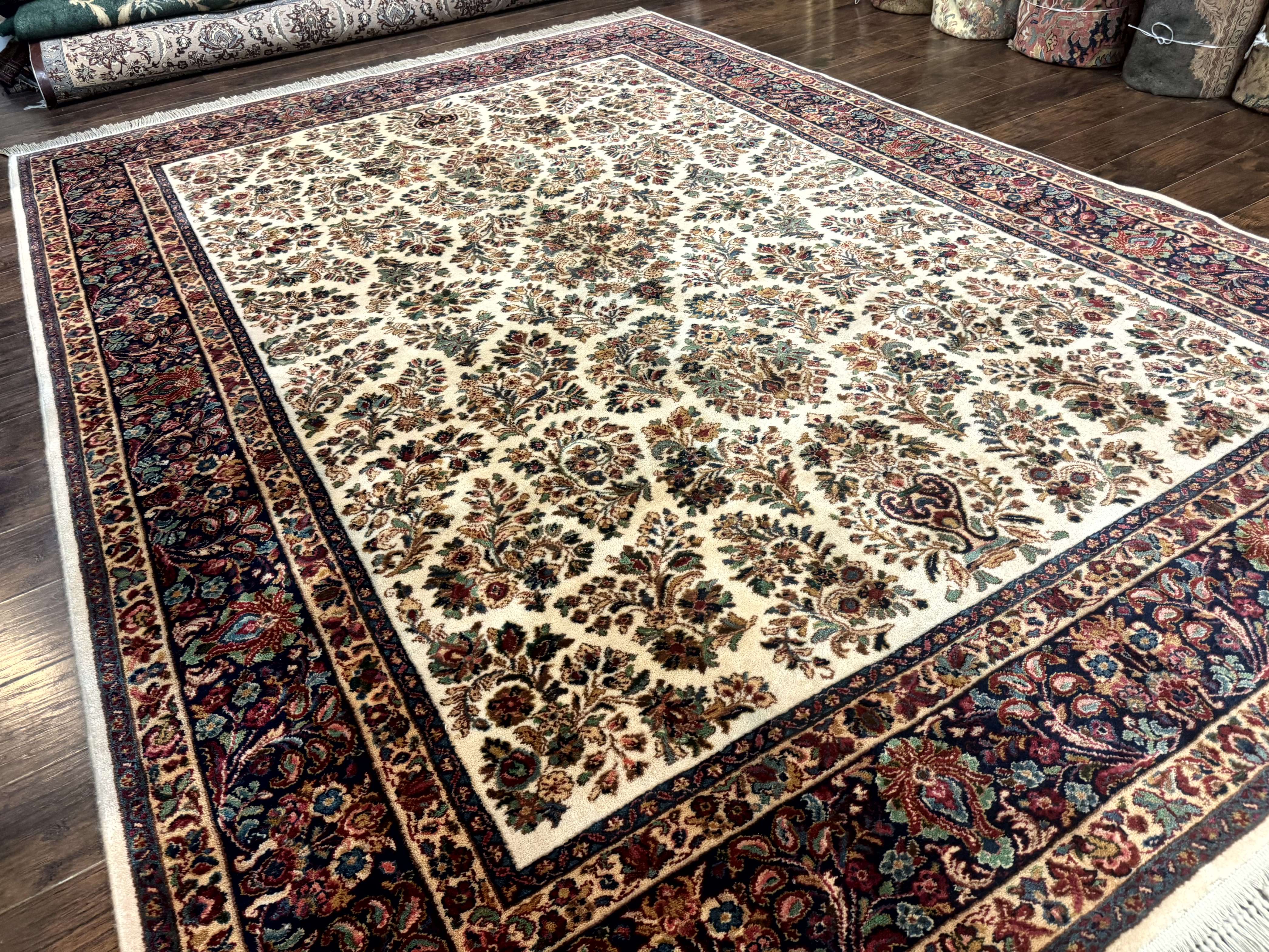 8.8 x 12 Karastan Ivory Sarouk Rug #760, Wool Pile, Vintage, Original 700 Series - Jewel Rugs