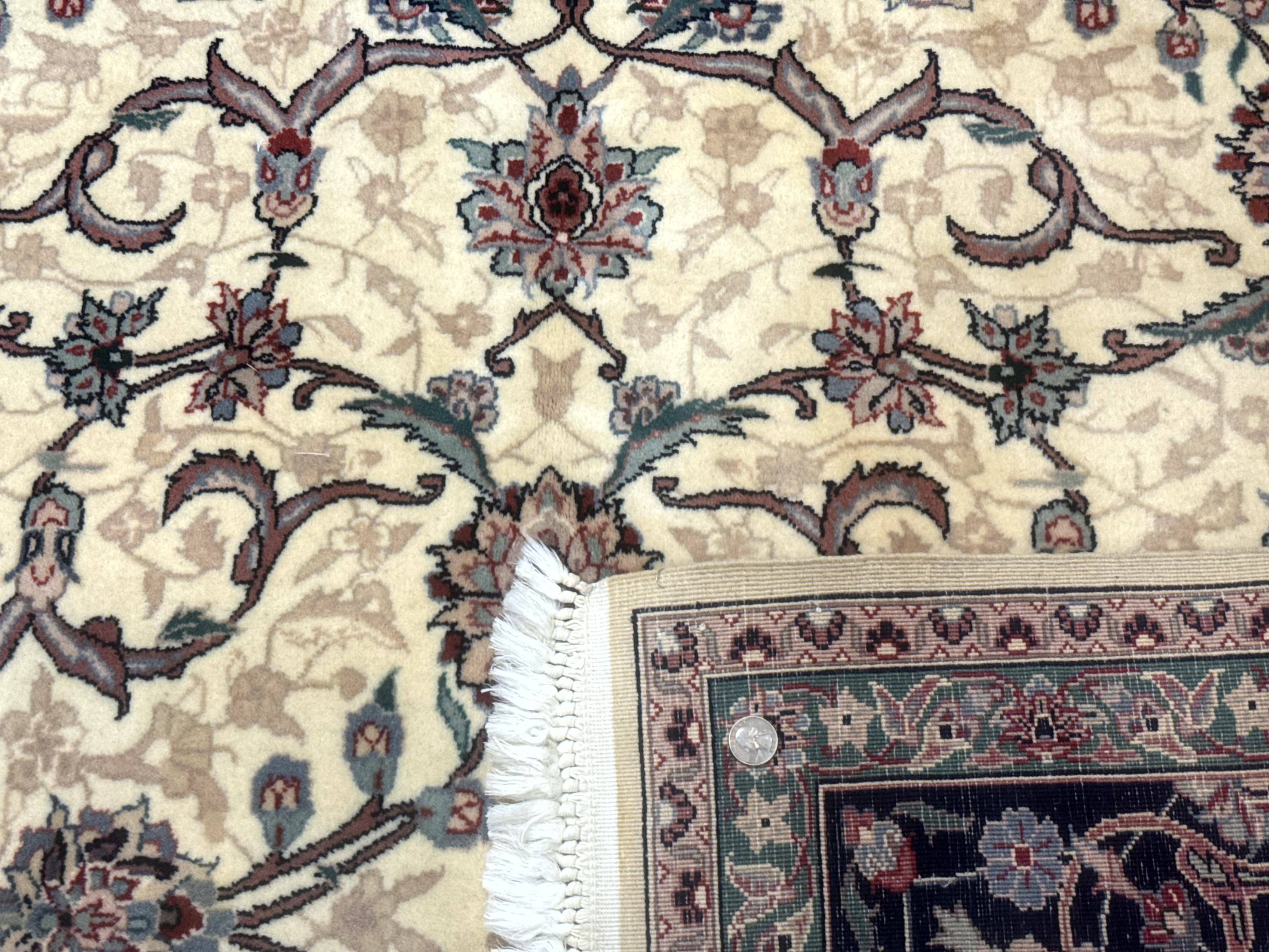 Sino Persian Rug 8x10, Allover Pattern, Beige and Midnight Blue, Wool Oriental Carpet - Jewel Rugs