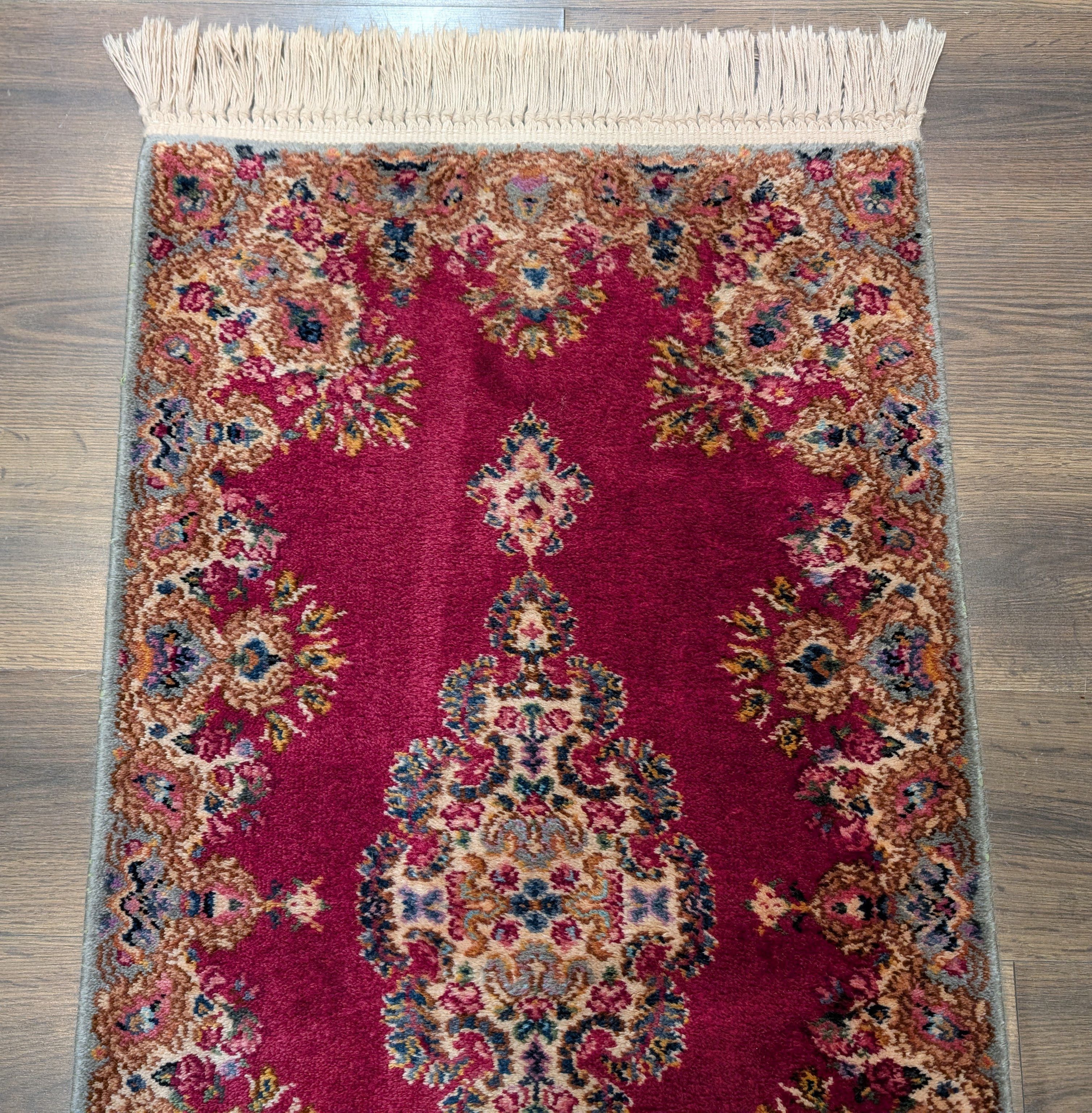 Karastan Rug 2x4 Kirman Red Medallion #762, Small Wool Karastan Rug - Jewel Rugs