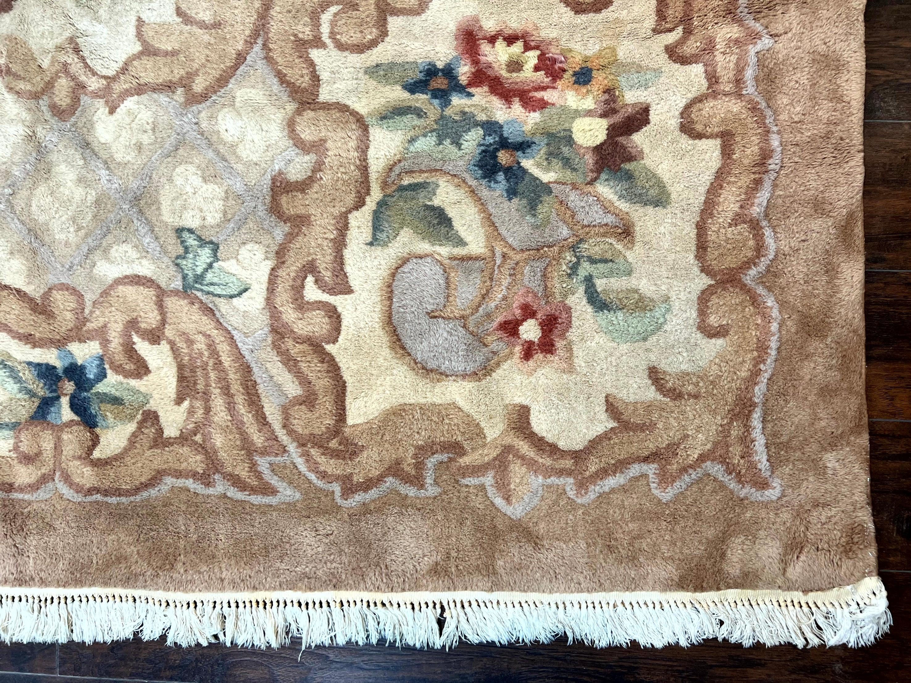 Indo Chinese Aubusson Wool Rug 11x16, Palace Sized Carpet, Oversized Handmade Vintage Rug, European Design - Jewel Rugs