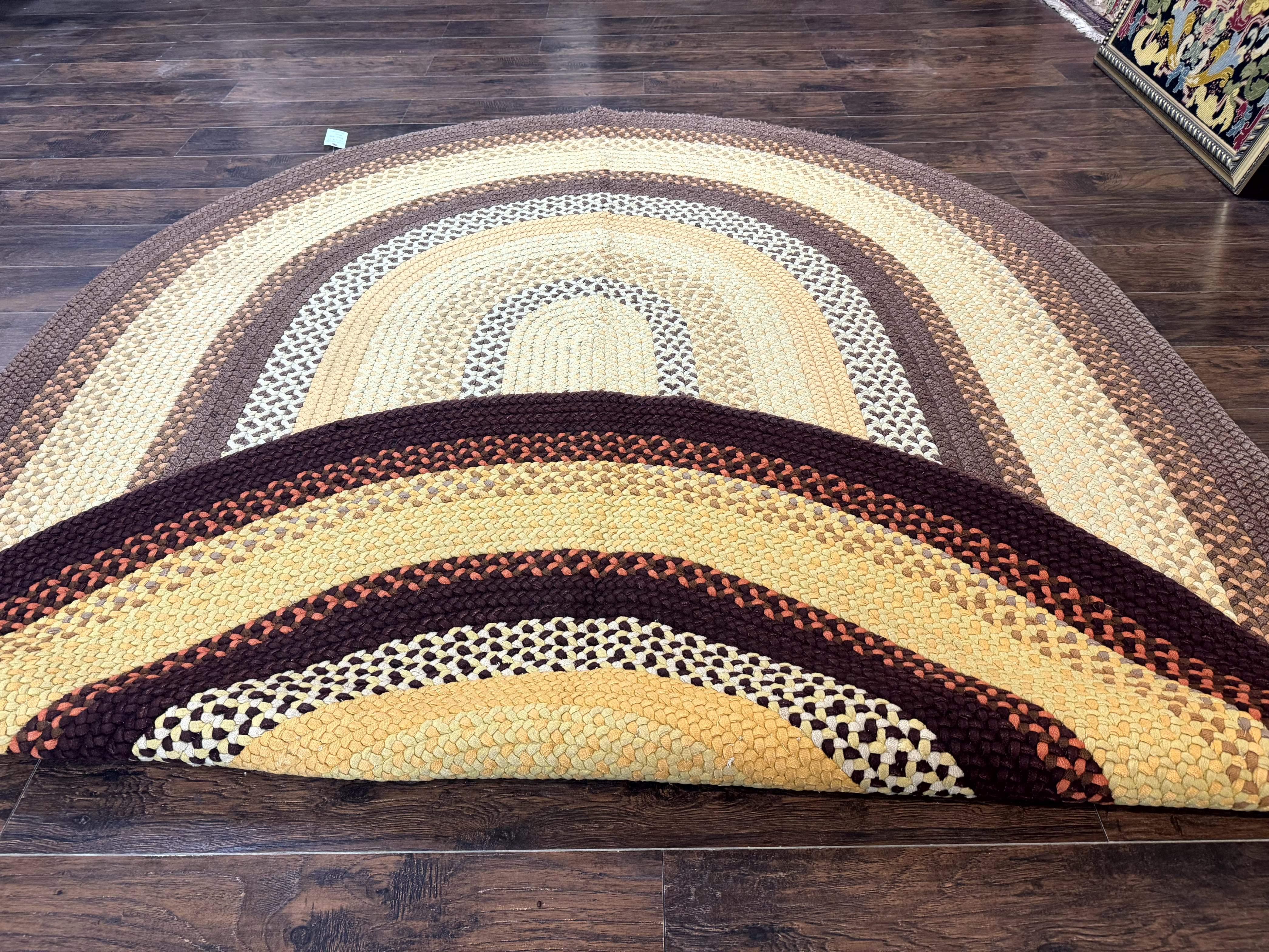 Large Oval American Braided Rug 7x10, Multicolor Vintage American Braided Carpet - Jewel Rugs