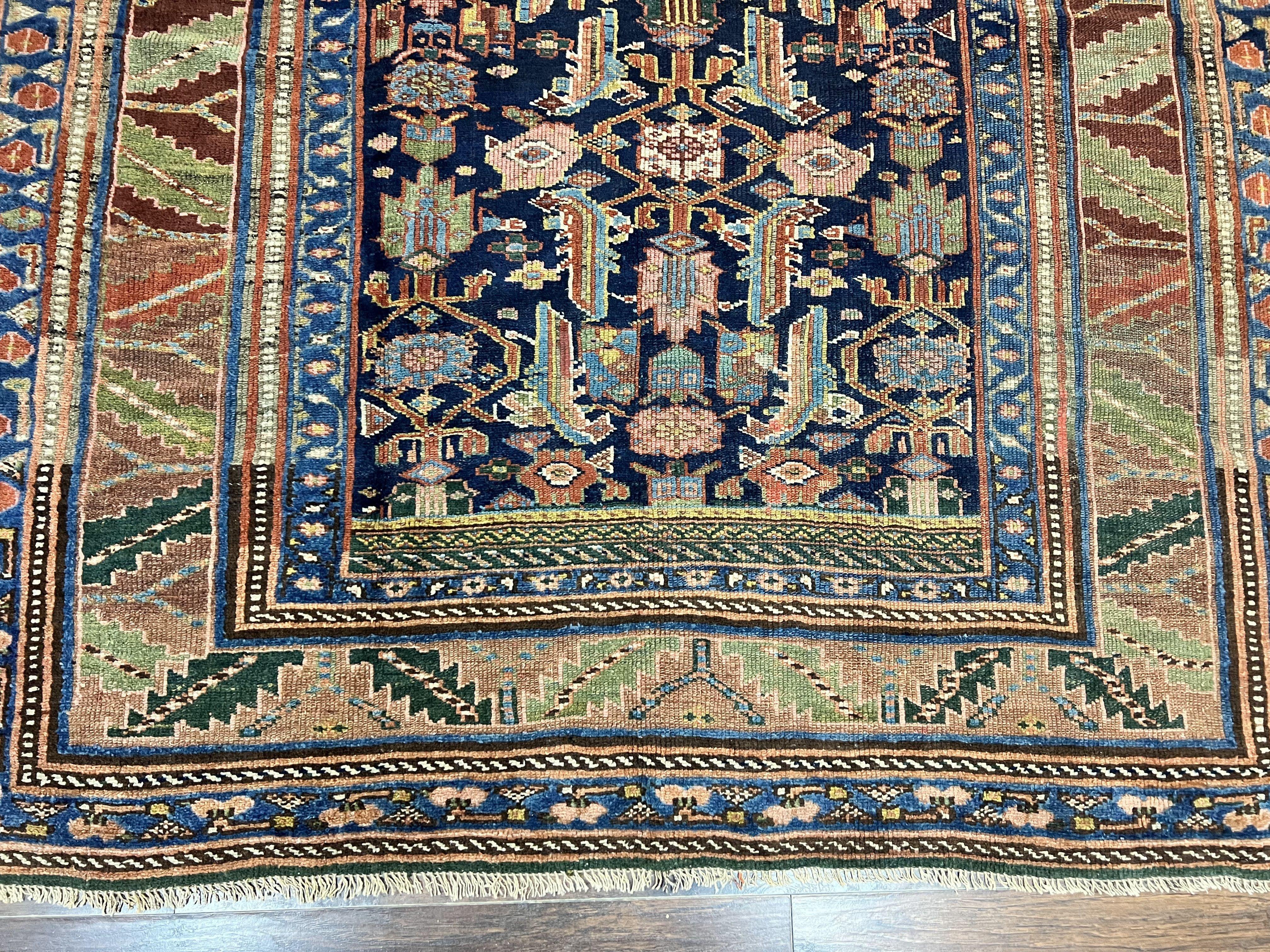 Caucasian Kalegy Rug 6x11, Wide Runner, Wool Hand Knotted Carpet, Navy Blue Tribal Rug, 1920s Antique Rug, 6 x 11 Oriental Carpet - Jewel Rugs