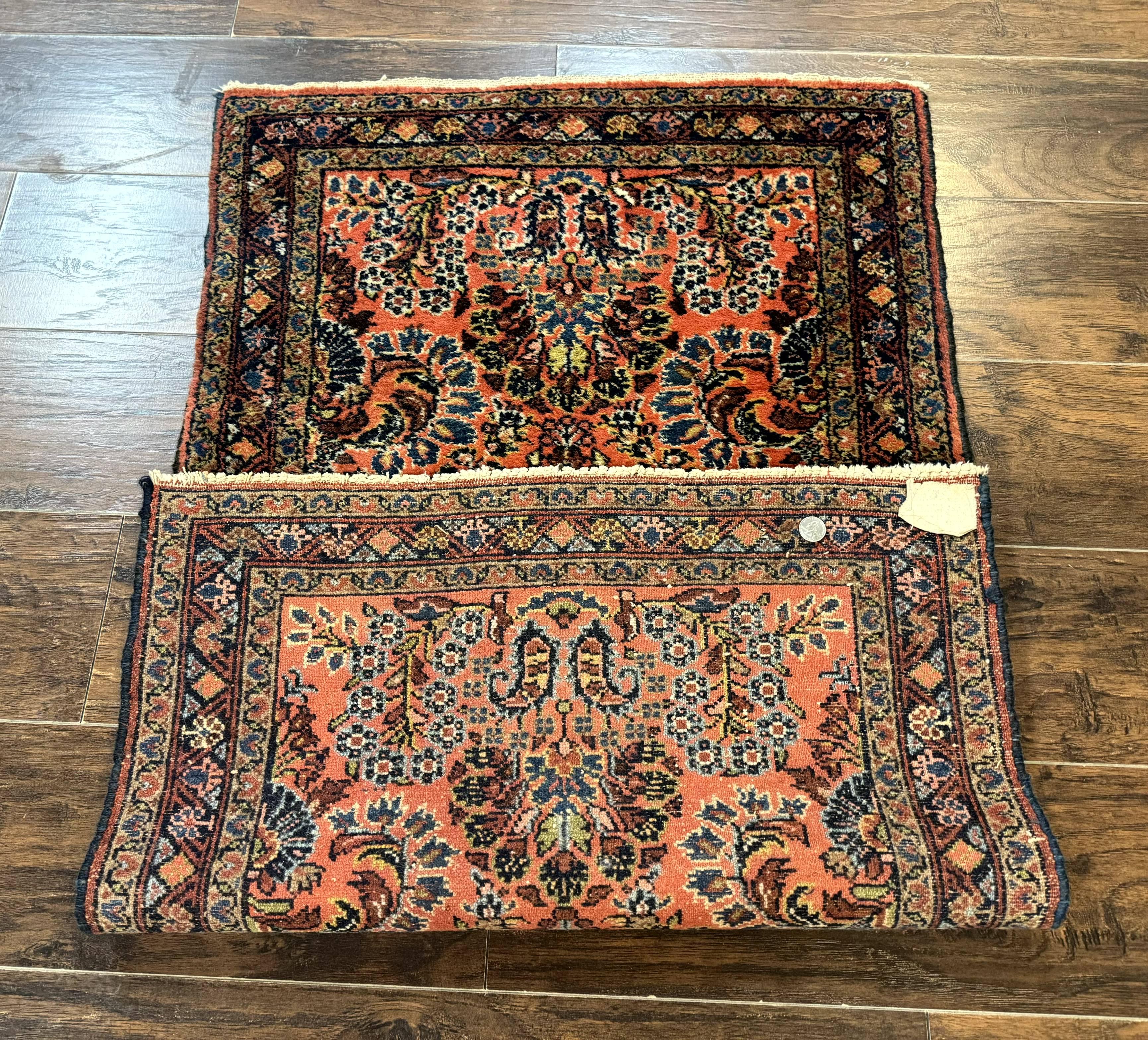 Antique Persian Lilihan Rug 2x4, Red, Floral, Wool, Handmade Lilian Persian Carpet - Jewel Rugs