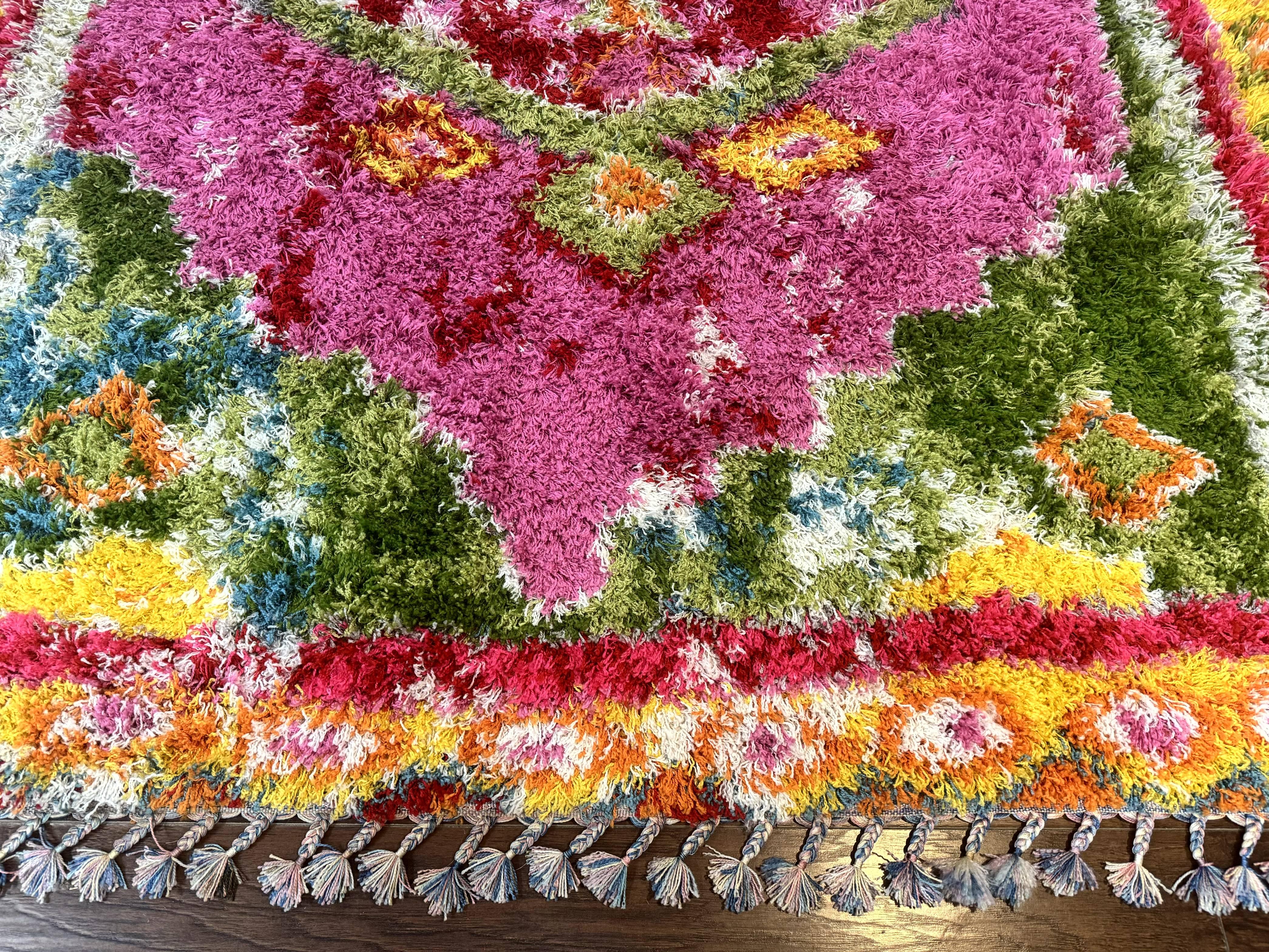 Colorful Shag Rug 8x10, Fuchsia and Multicolor - Jewel Rugs