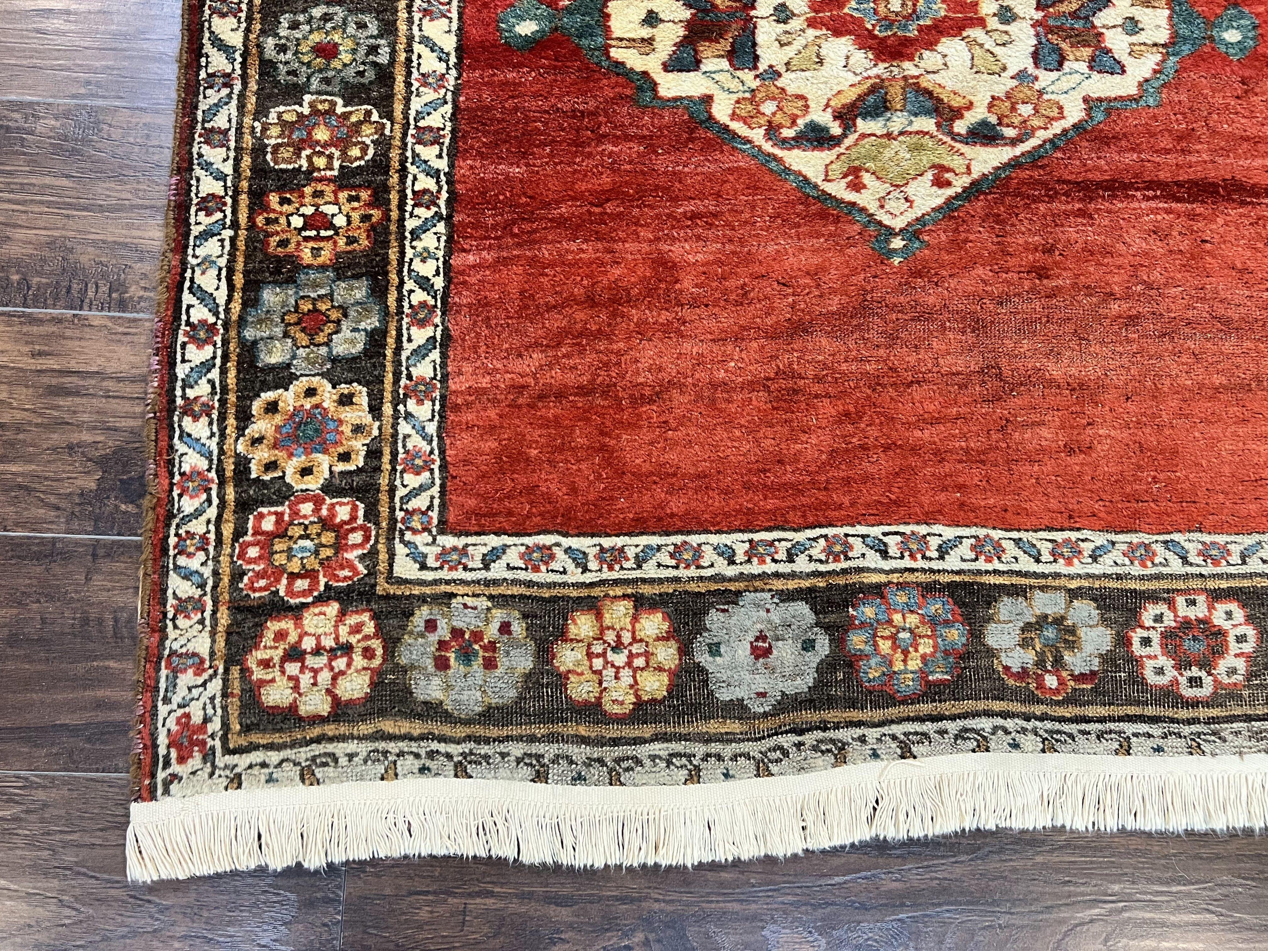 Antique Persian Bidjar Rug 4x8, Triple Medallions, Handmade Oriental Carpet, 1920s Rug, Wool Rug, Red - Jewel Rugs