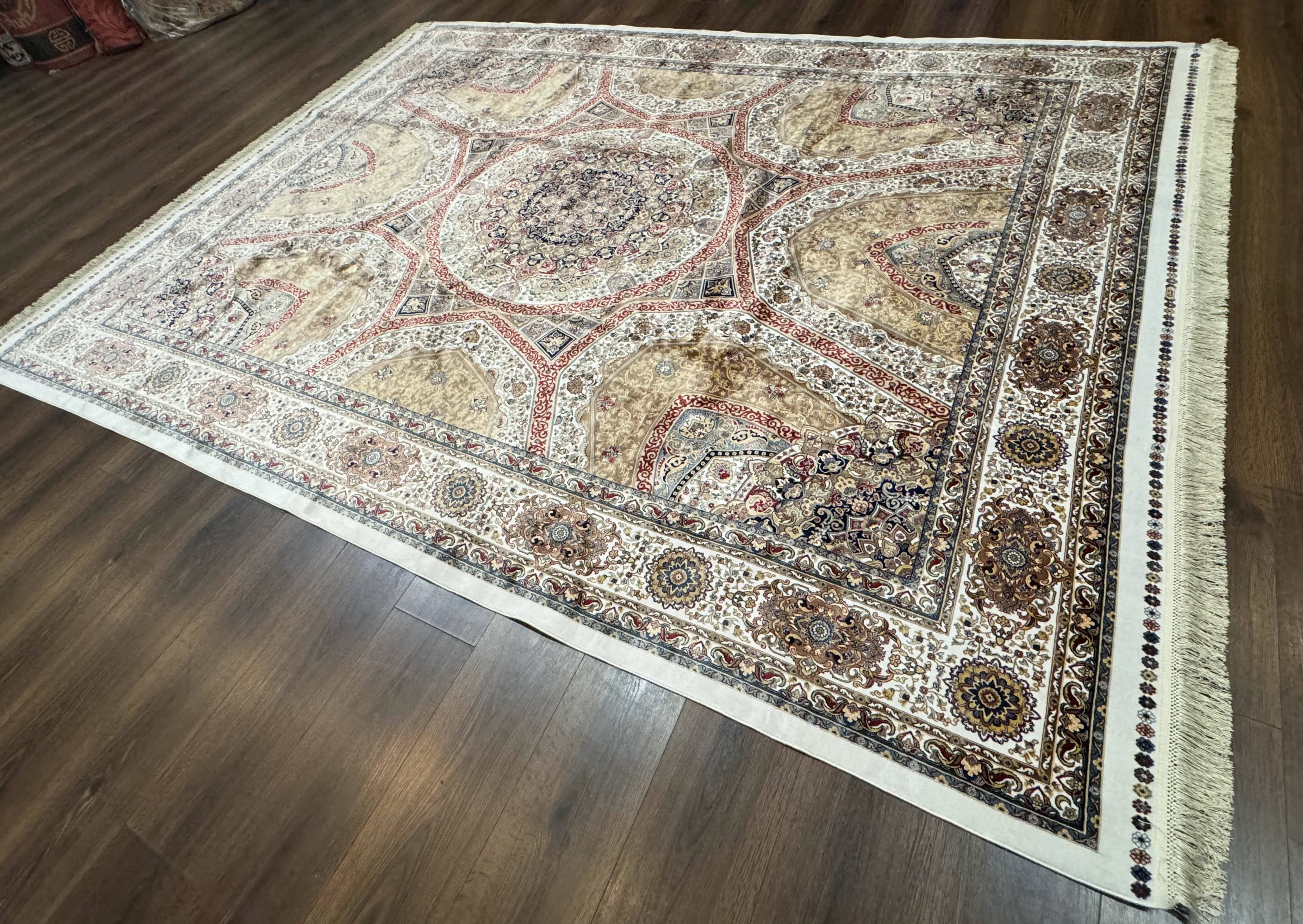 Turkish Silk Rug 8x10, Dome Design, Hereke Carpet, Bamboo Silk, New - Jewel Rugs