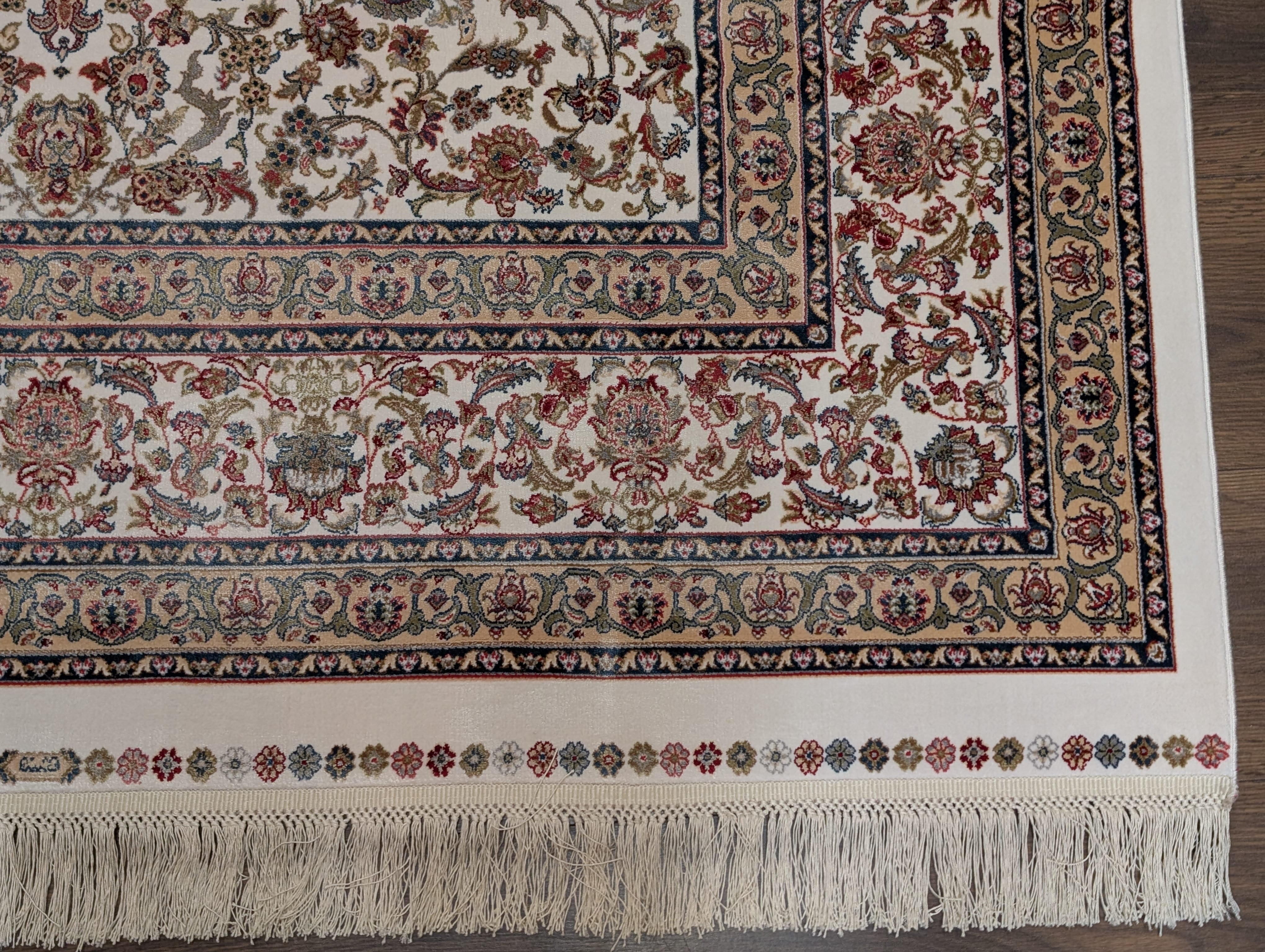 Square Silk Rug 5x5, Turkish Silk Carpet, Ivory, New, Bamboo Silk - Jewel Rugs