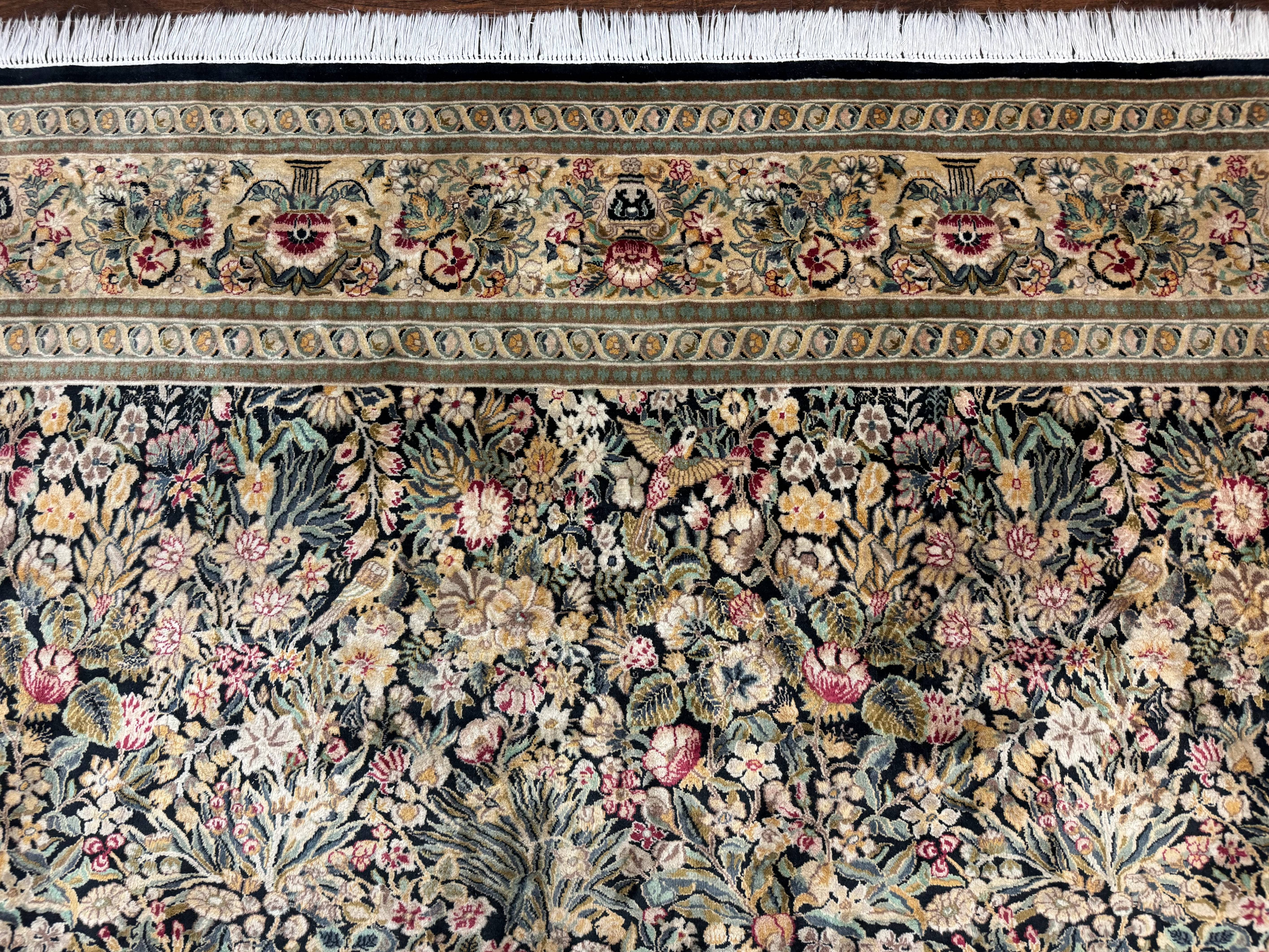 Pak Persian Rug 9x12, William Morris Floral Pattern, Bird Motifs, Wool Pakistani Oriental Carpet, 260 KPSI - Jewel Rugs