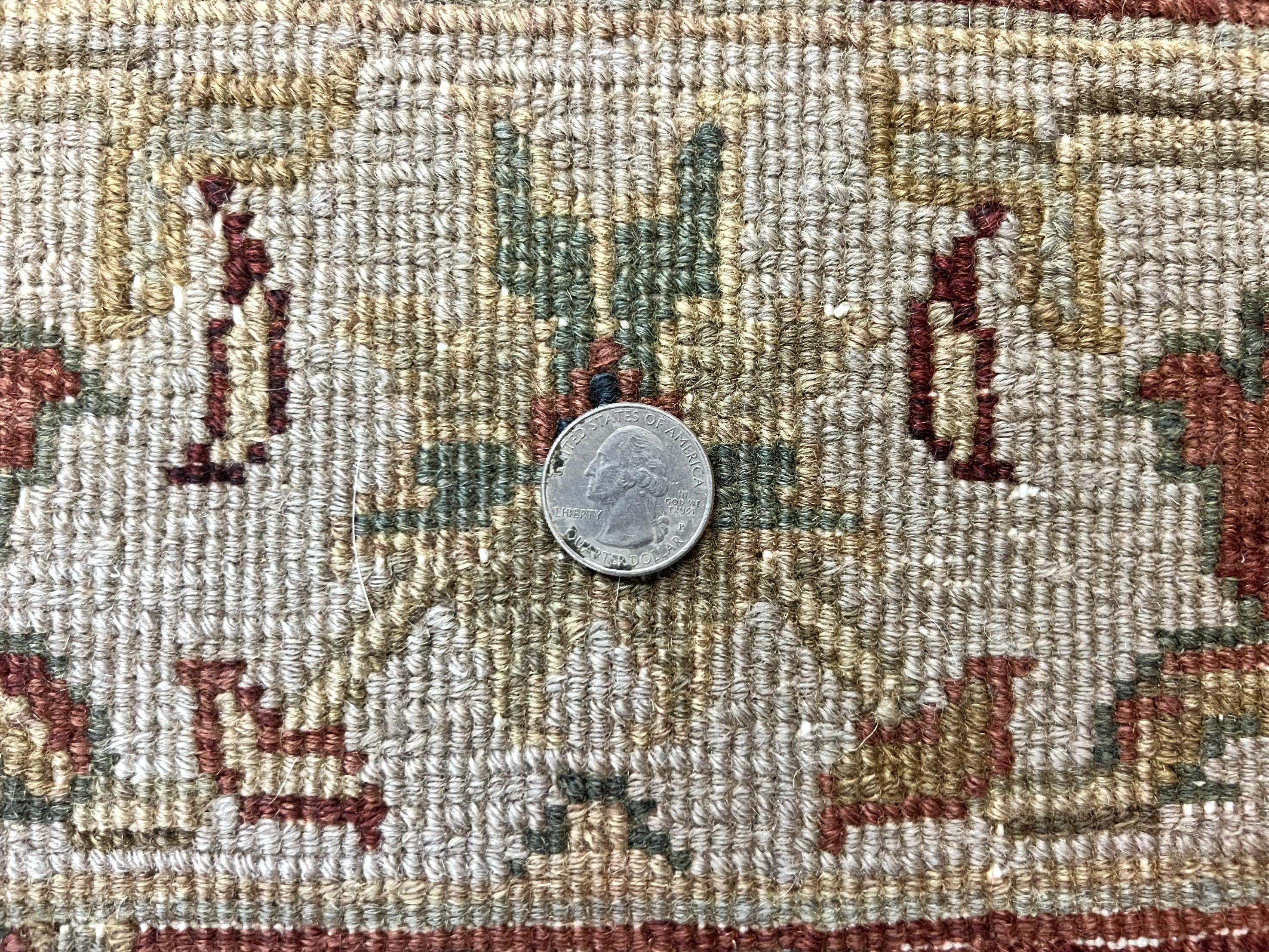 Turkish Flatweave Oushak Rug 3x5, Red and Tan, Floral, Handmade Vintage Wool Rug - Jewel Rugs