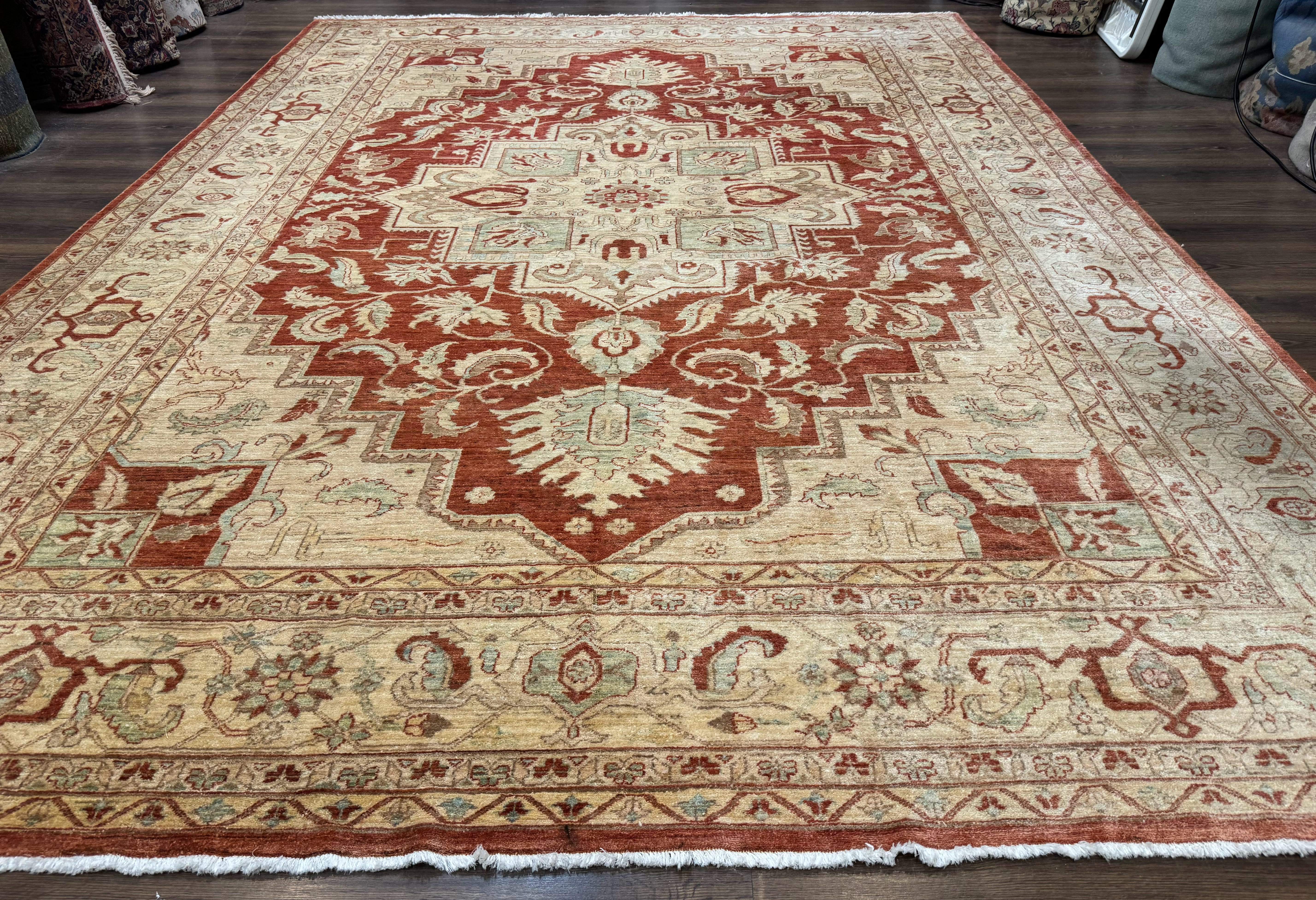 Turkish Heriz Serapi Rug 9x13, Geometric Medallion - Jewel Rugs