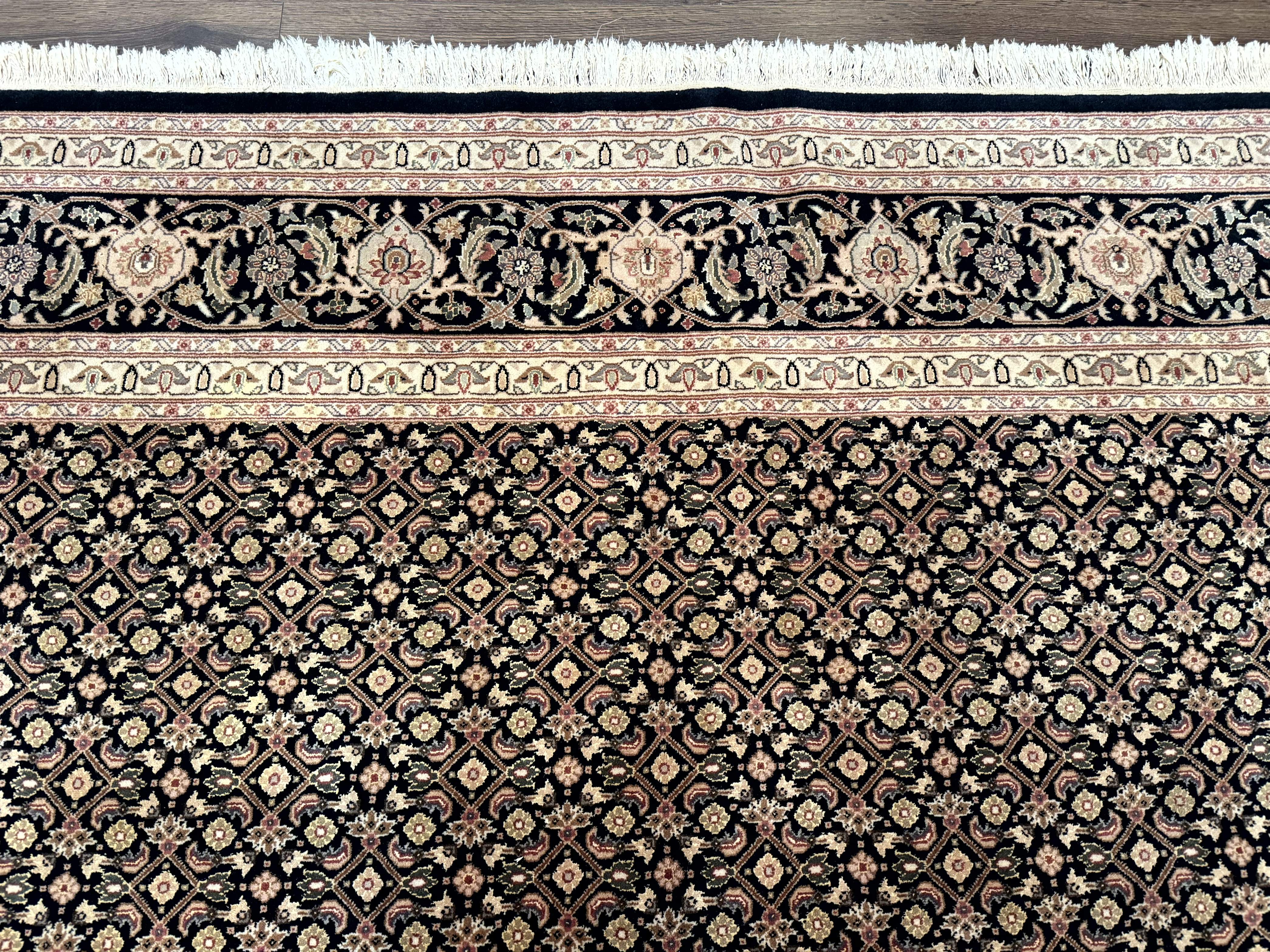 Sino Persian Mahi Rug 9x12, Wool and Silk, Black - Jewel Rugs