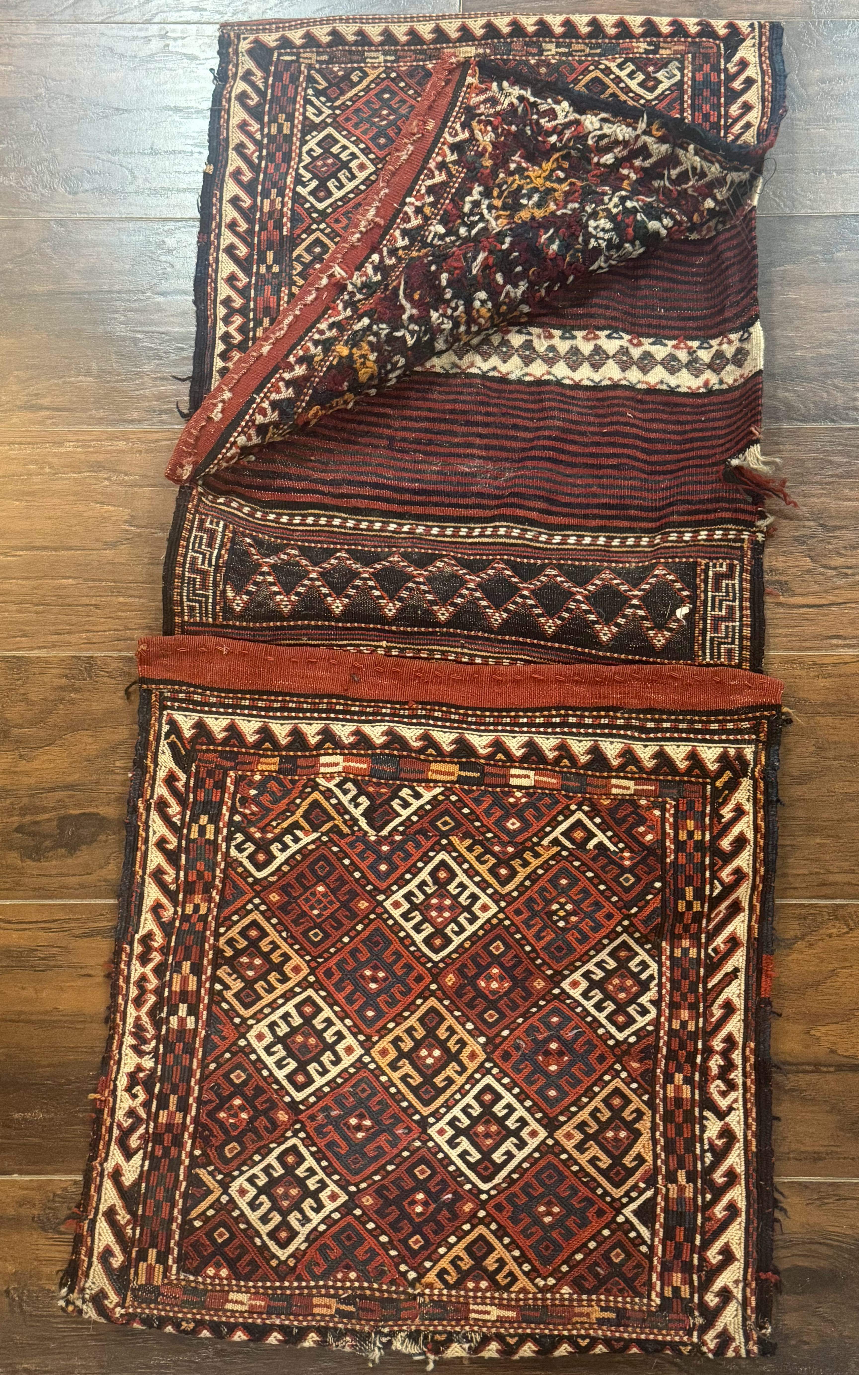 Persian Tribal Double Saddle Bag Rug, Antique Khorjin, Shahsavan Nomadic Weaving - Jewel Rugs