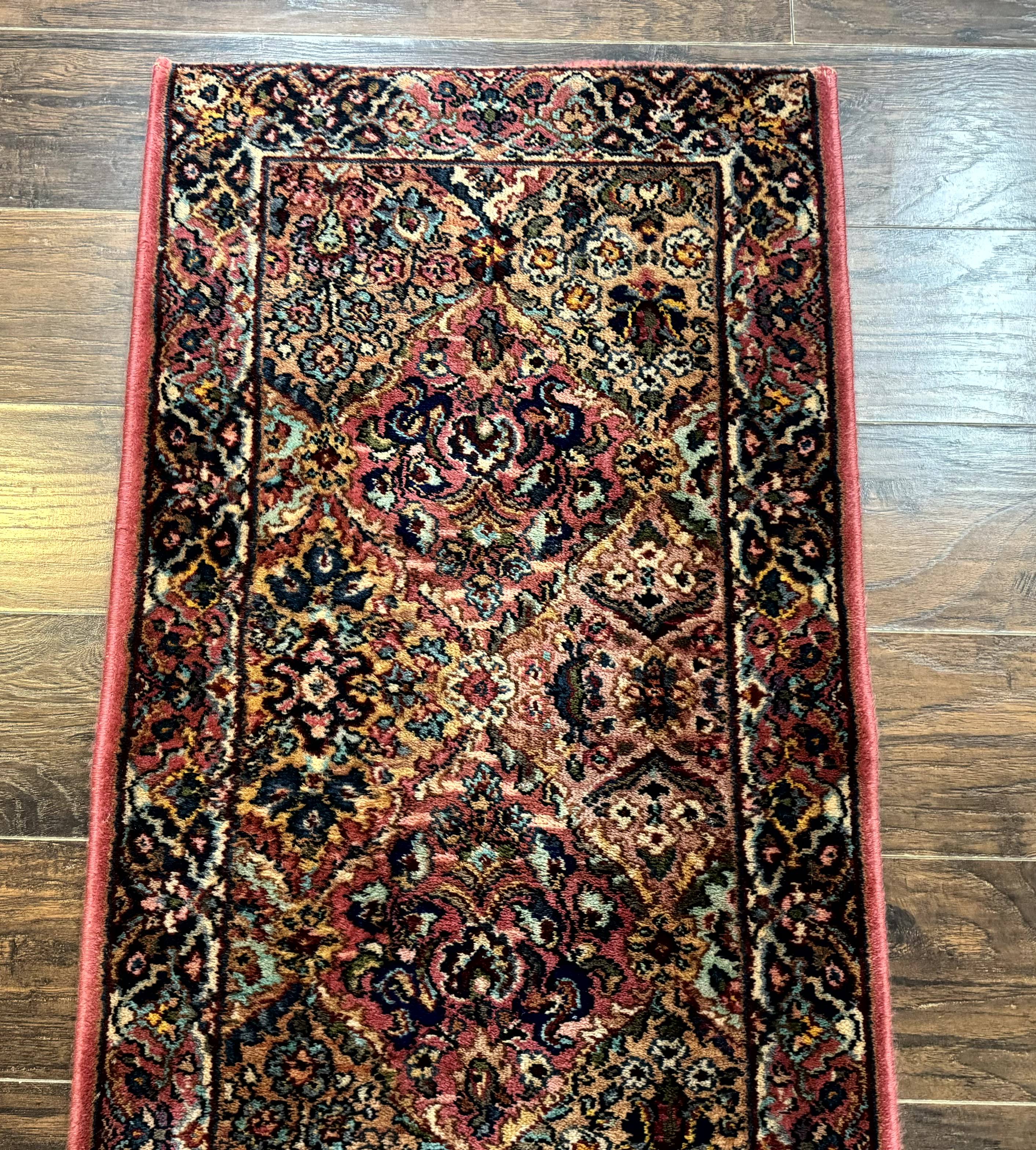 Karastan Runner Rug 2x9, Multicolor Panel Kirman Runner #717, Wool Pile, Original 700 Series, Vintage, Skinny Runner 2 x 9, Rare - Jewel Rugs