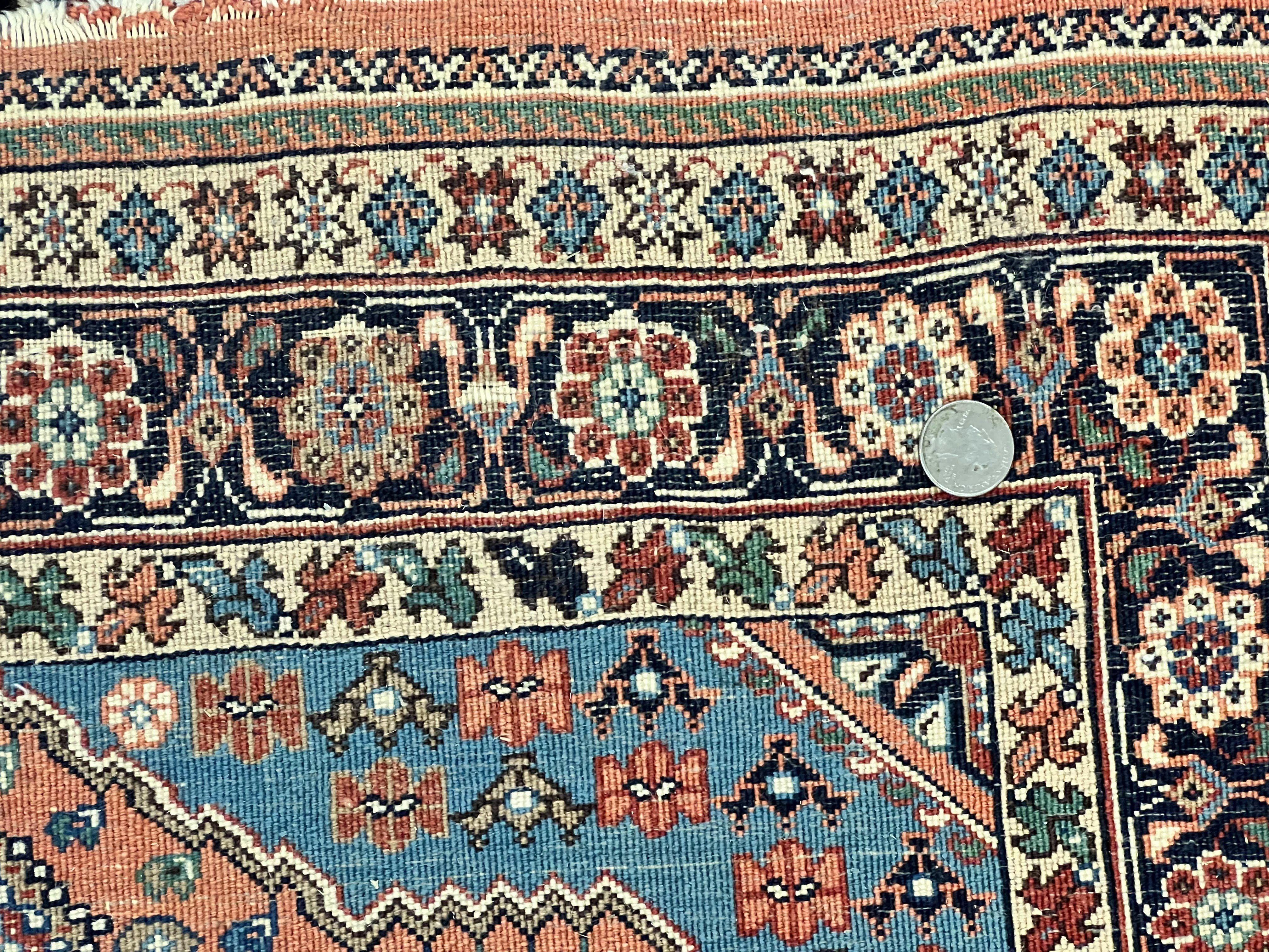 Persian Qashqai Runner Rug 2.6 x 10, Wool Hand Knotted Vintage Tribal Oriental Carpet, Salmon, Geometric Medallions Rug, Hallway Rug - Jewel Rugs