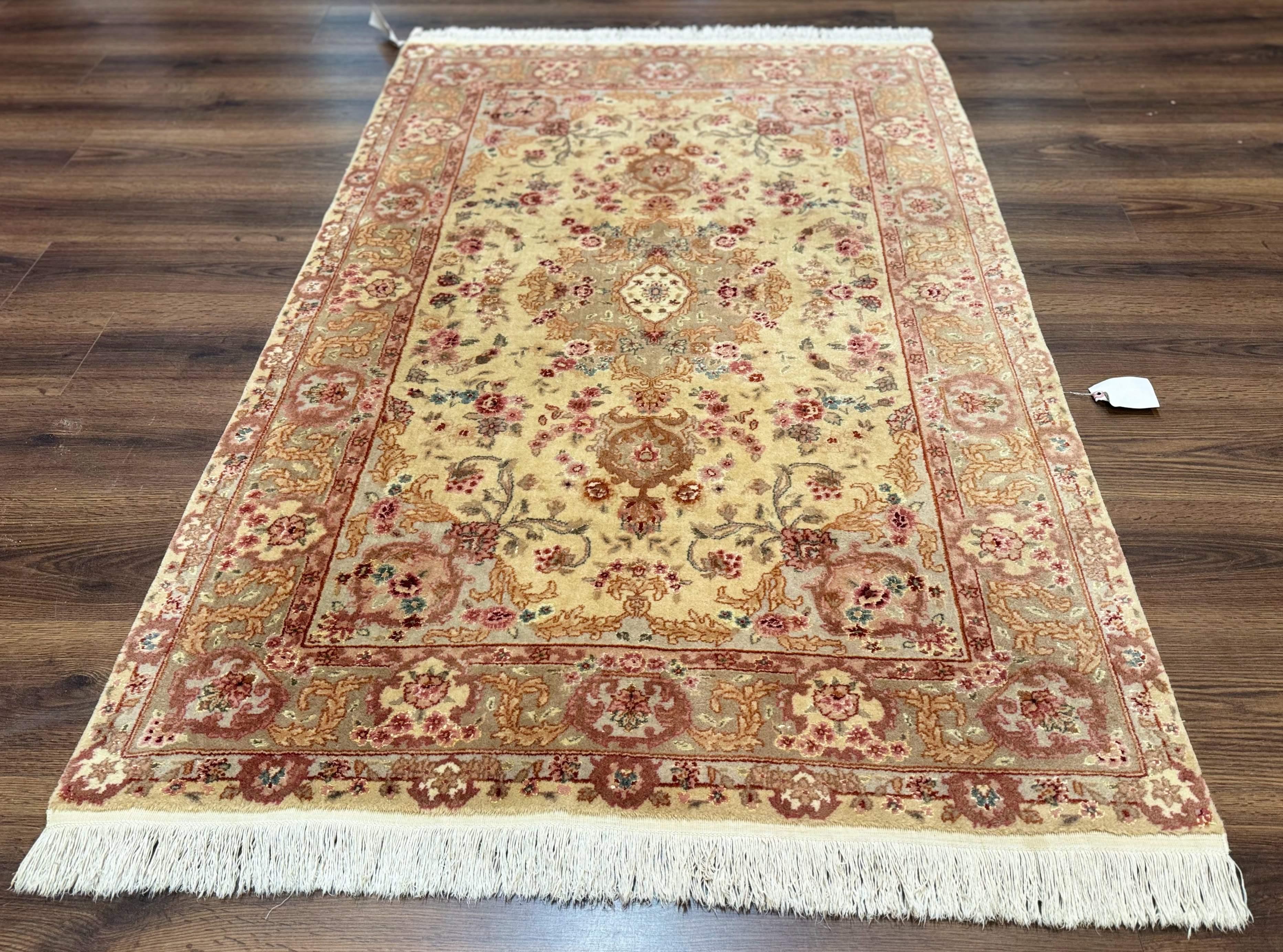 Sino Persian Rug 4x6, Wool and Silk Highlights, Fine 200 KPSI - Jewel Rugs