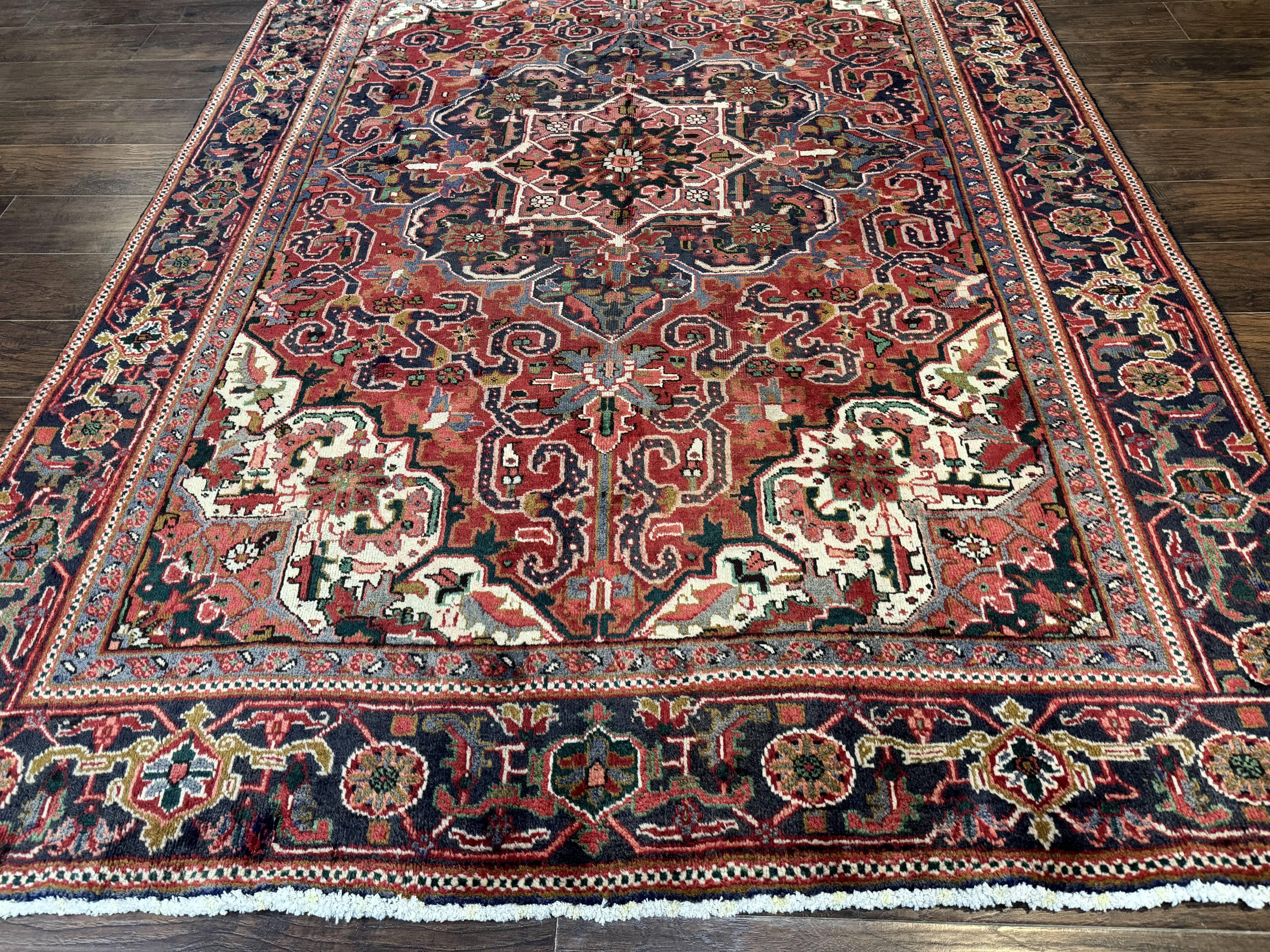 Persian Heriz Rug 6.6 x 9, Geometric Wool Persian Carpet - Jewel Rugs