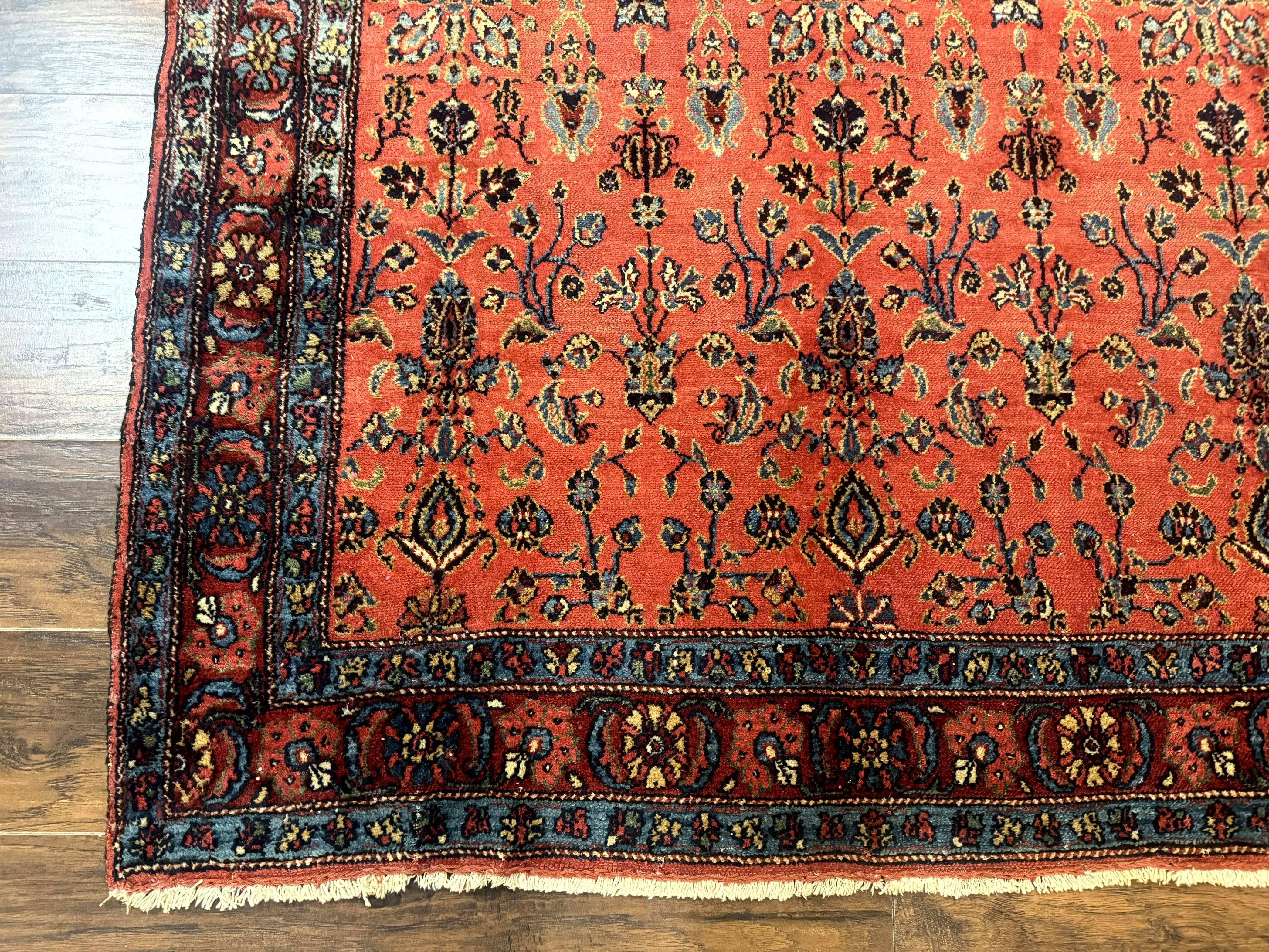 Antique Persian Tribal Rug 5 x 6.6, Tomato Red, Hamadan Angelas Rug - Jewel Rugs