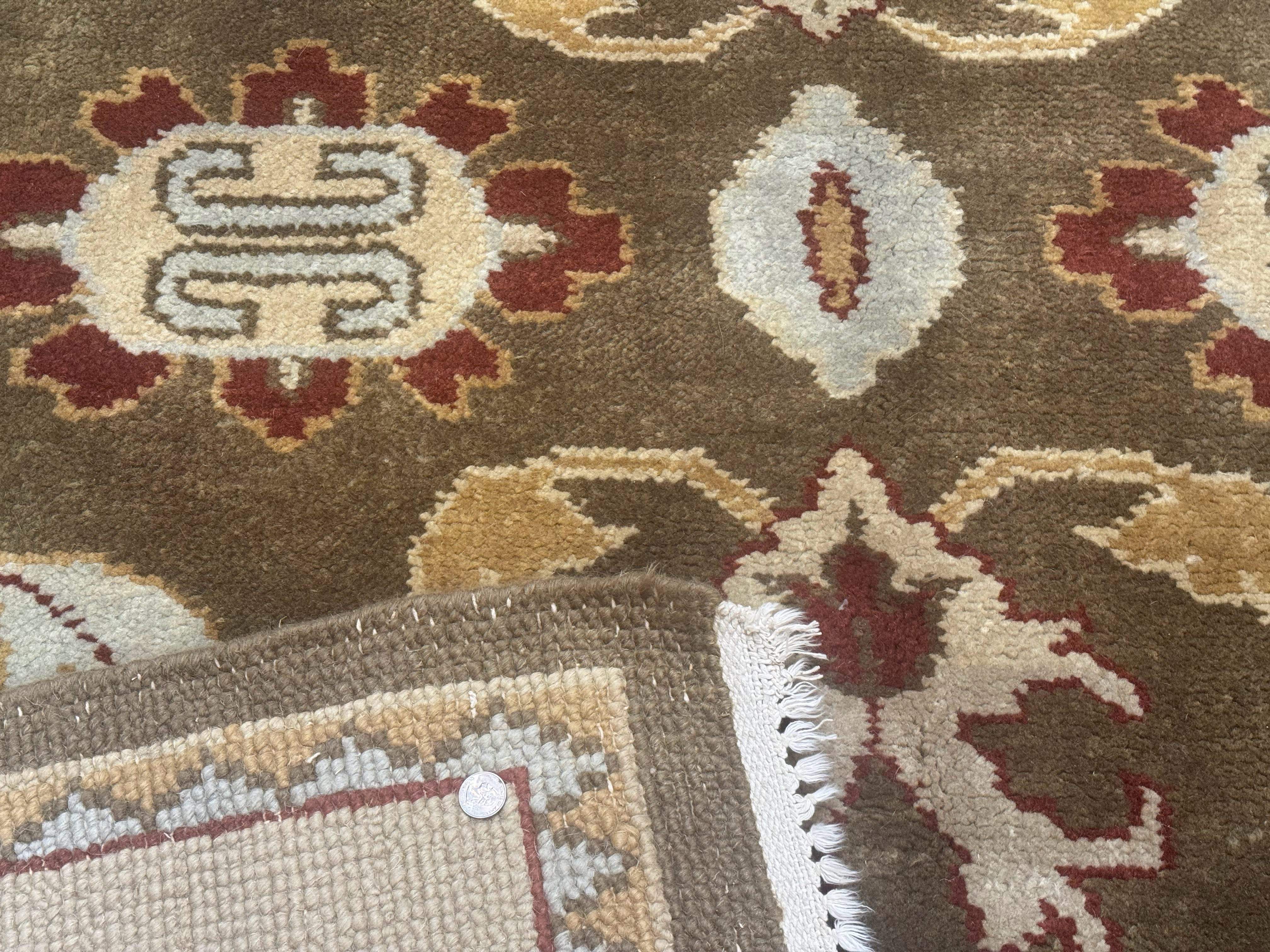 Indo Mahal Rug 8x11 – Olive Green Hand-Knotted Wool Carpet - Jewel Rugs