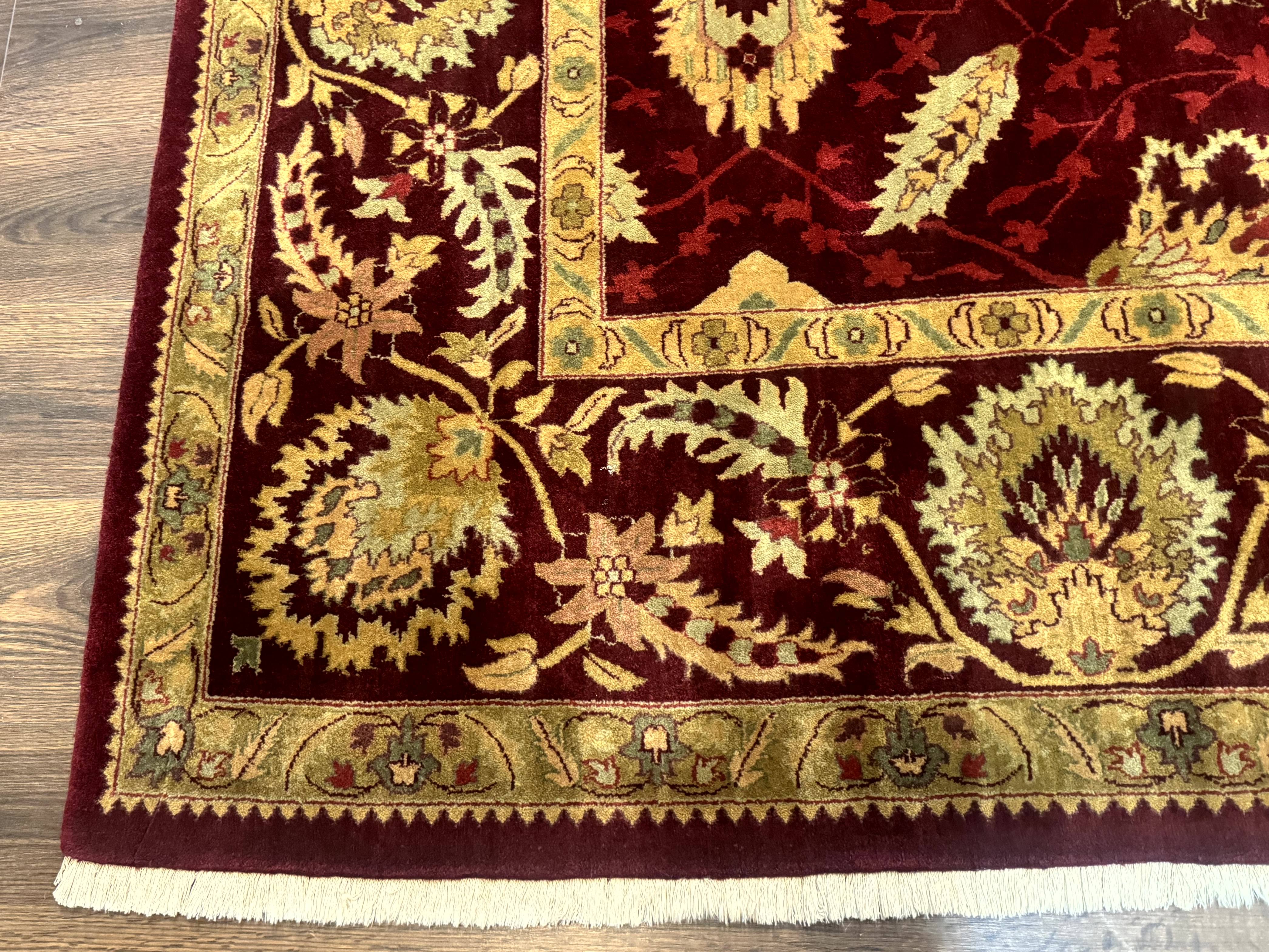 Indo Mahal Rug 9x12, Allover Pattern, Dark Red, Traditional Wool Area Rug - Jewel Rugs