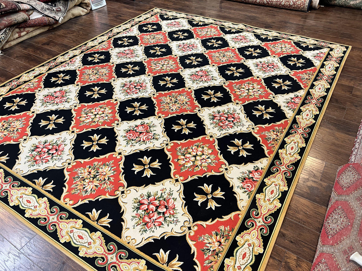 Large Stark Area Rug 9.6 x 11.7, Custom Vintage Stark Carpet, Red Blac