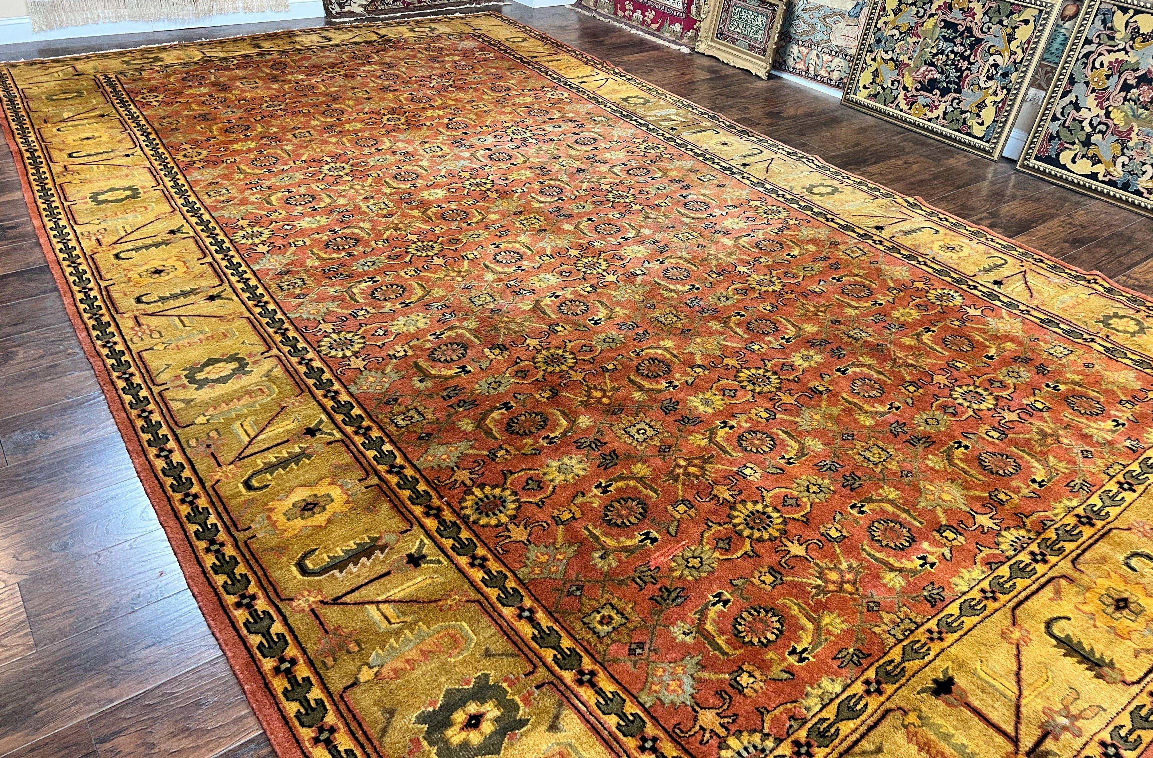 Large Turkish Rug 10x17, Oversized Palace Sized Vintage Handmade Oriental Carpet, Wool Oushak Rug, Light Red - Jewel Rugs