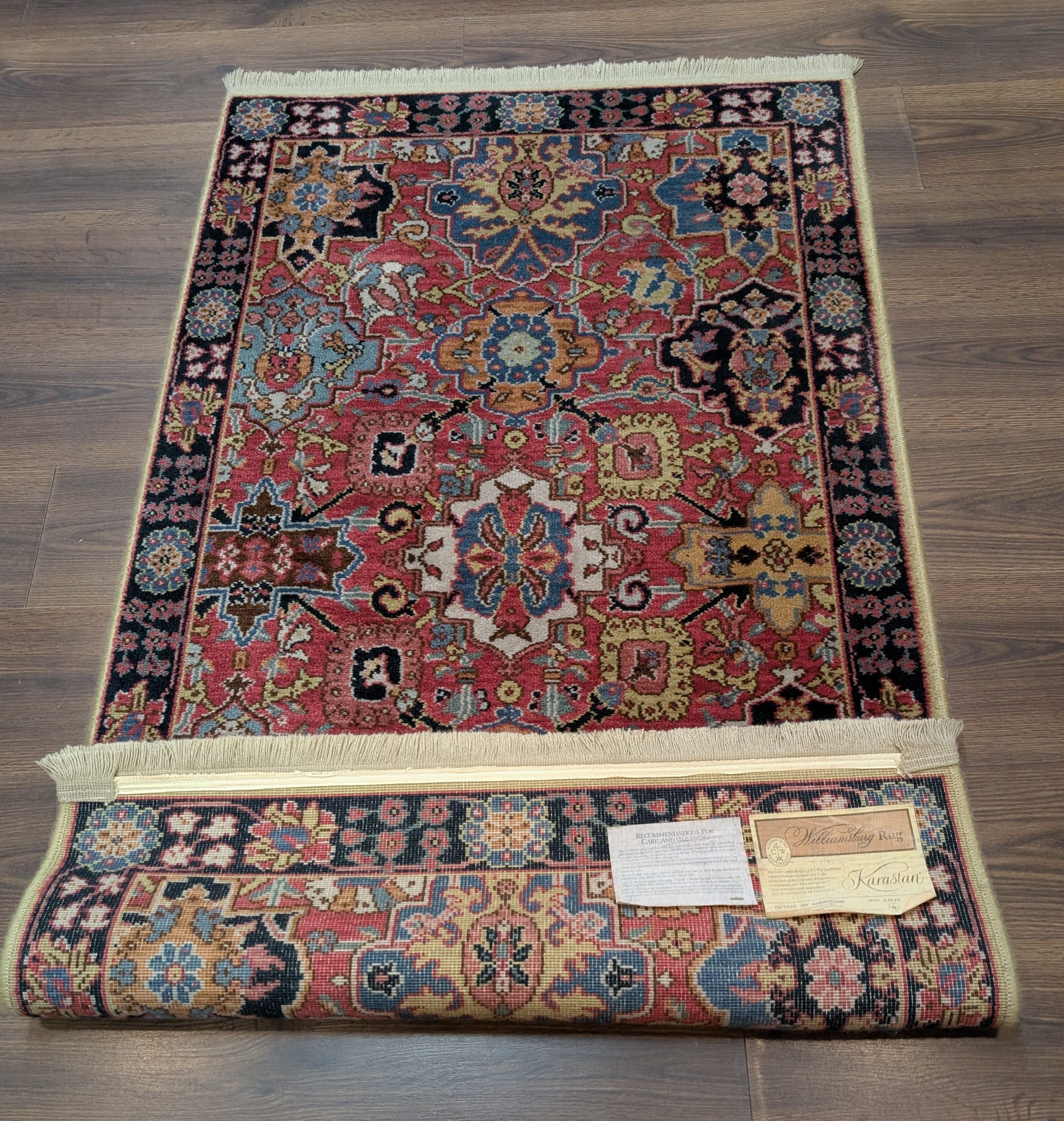 3x5 Karastan Rug, Williamsburg Kirman Vase #557, Vintage Discontinued Wool Carpet - Jewel Rugs