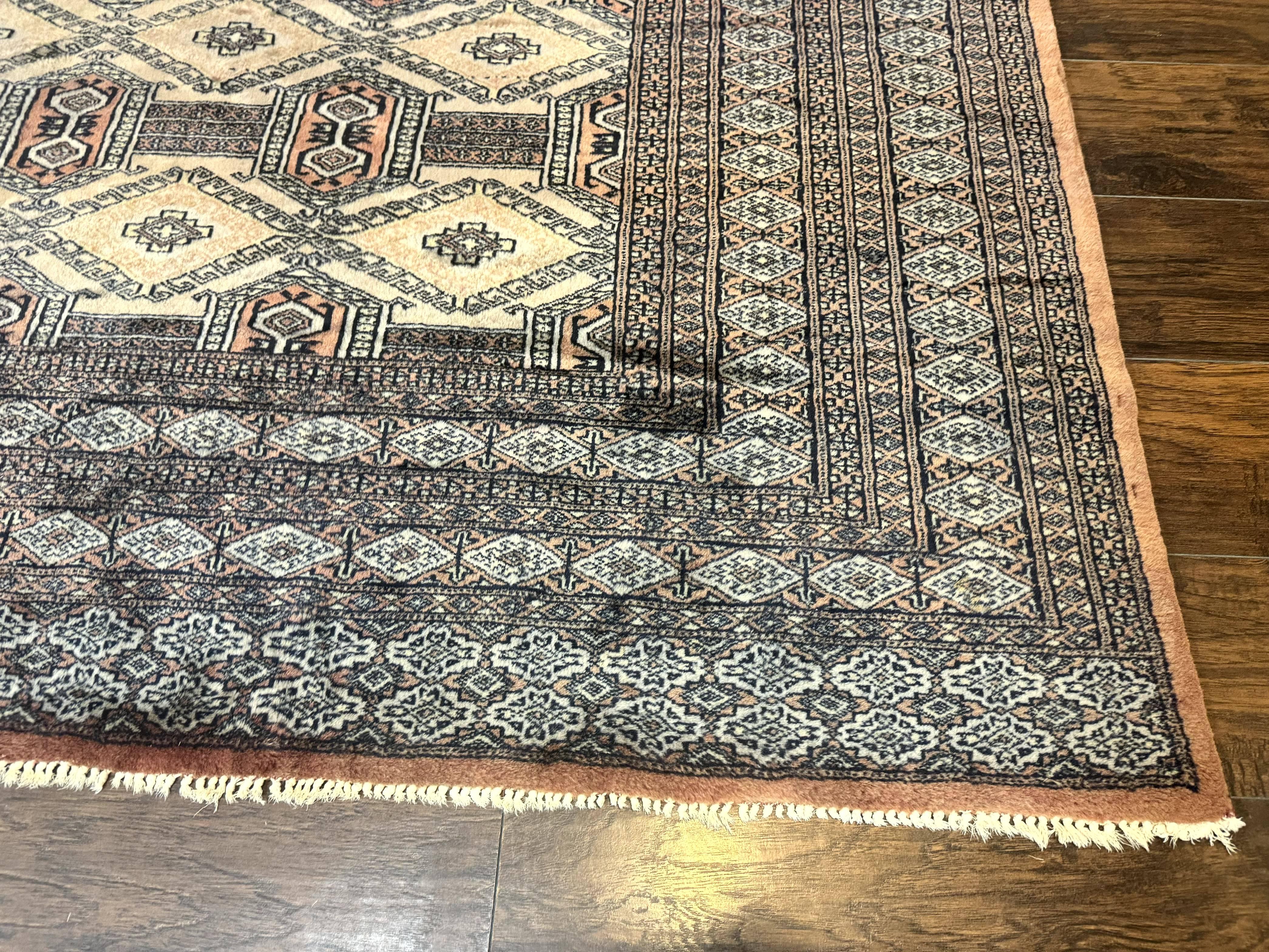 Turkoman Bokhara Rug 8x11, Camel Hair Color, Handmade Vintage Wool Pakistani Carpet - Jewel Rugs