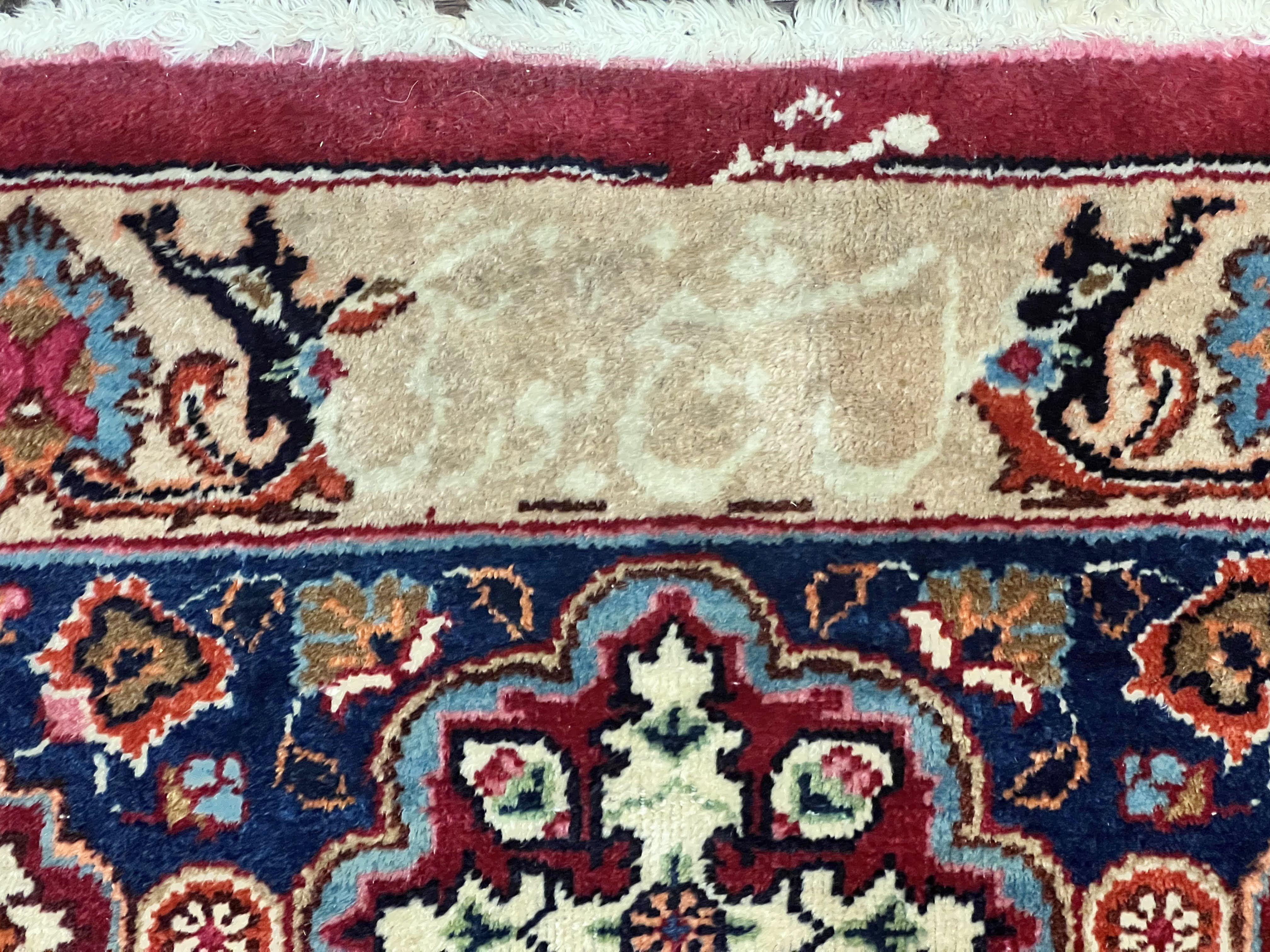 Signed Persian Mashad Rug 8x10, Wool Oriental Carpet, Semi Antique Rug, Hand Knotted, Traditional, Red, Floral Allover, - Jewel Rugs