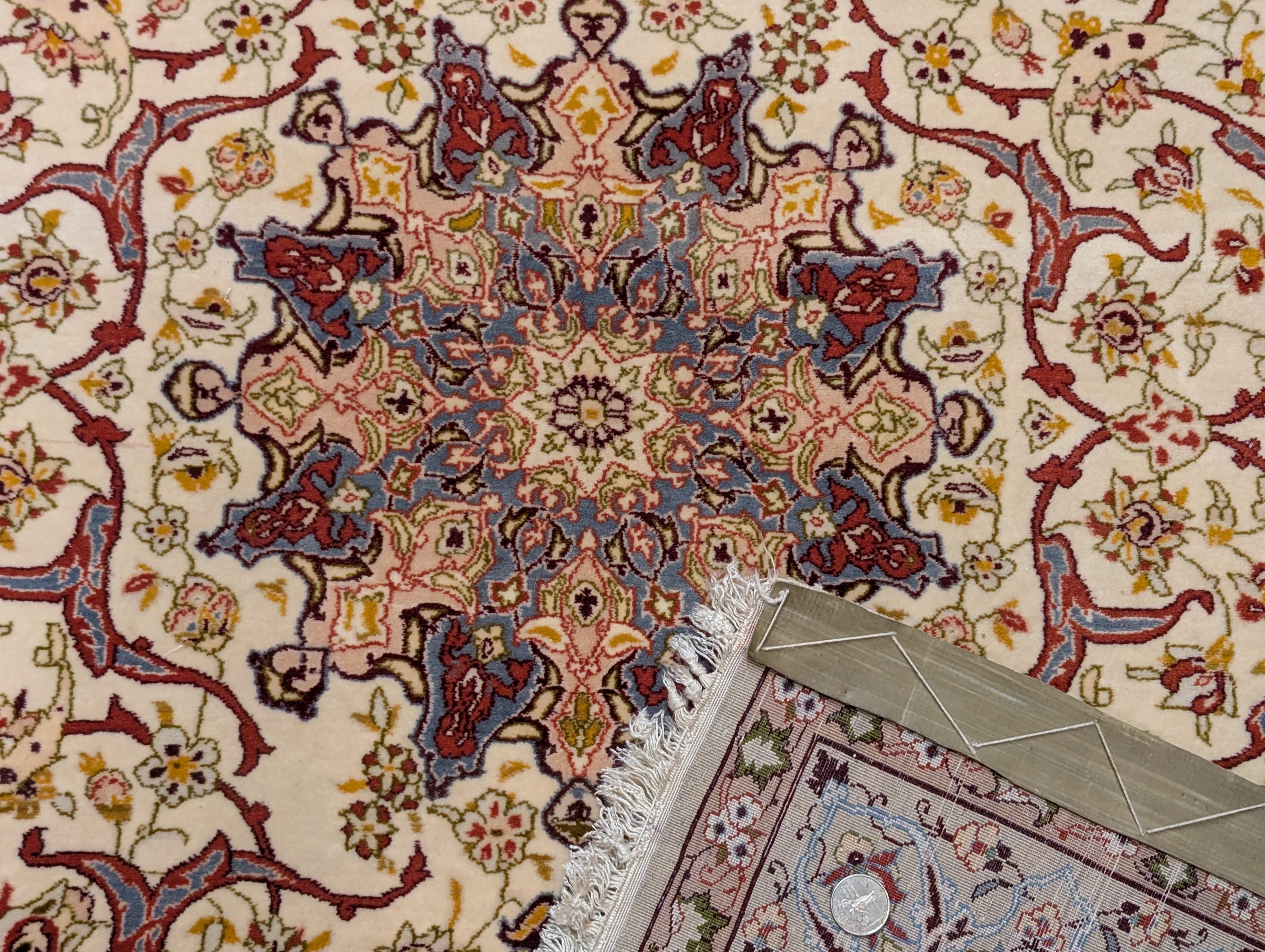 Persian Rug 4x6, Isfahan Rug, Very Fine 600 KPSI, Ivory, Hand Knotted, Silk Foundation - Jewel Rugs