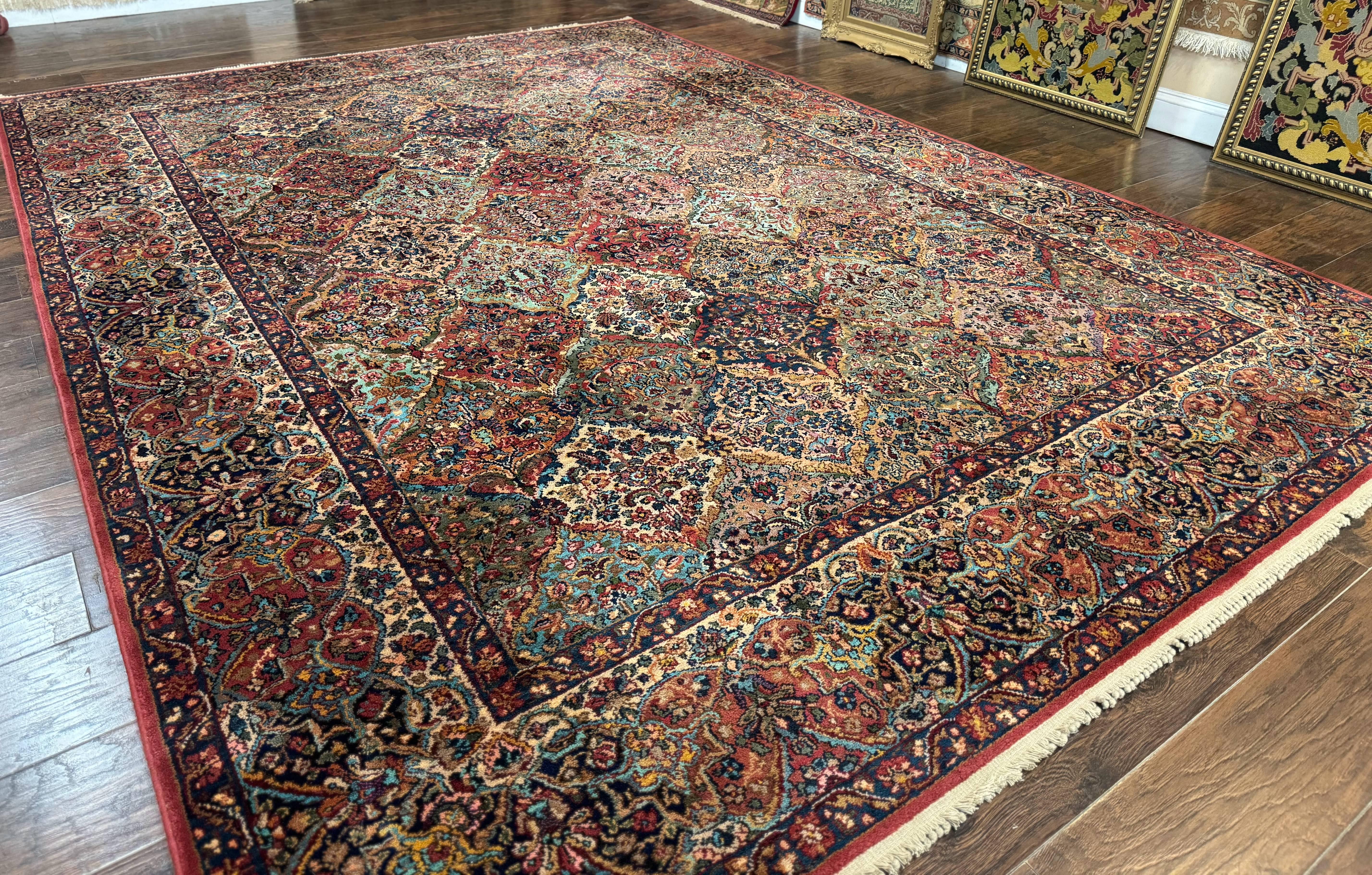Karastan Rug Multicolor Panel Kirman #717, 8.8 x 12 Karastan Carpet, Vintage Multipanel Kirman, Original 700 Series, Wool, Vintage - Jewel Rugs