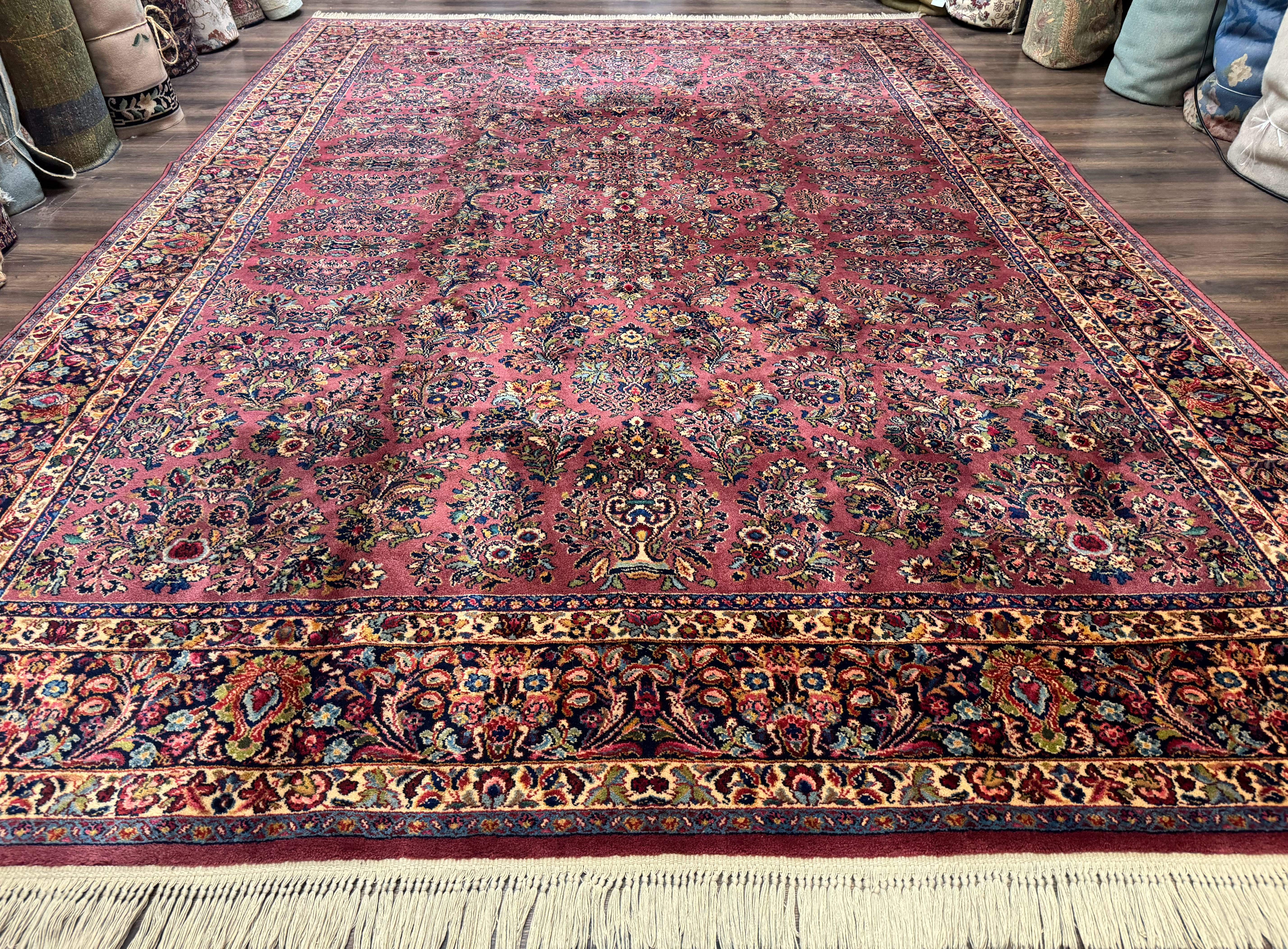 10x14 Karastan Rug Red Sarouk #785, Wool Original 700 Series - Jewel Rugs