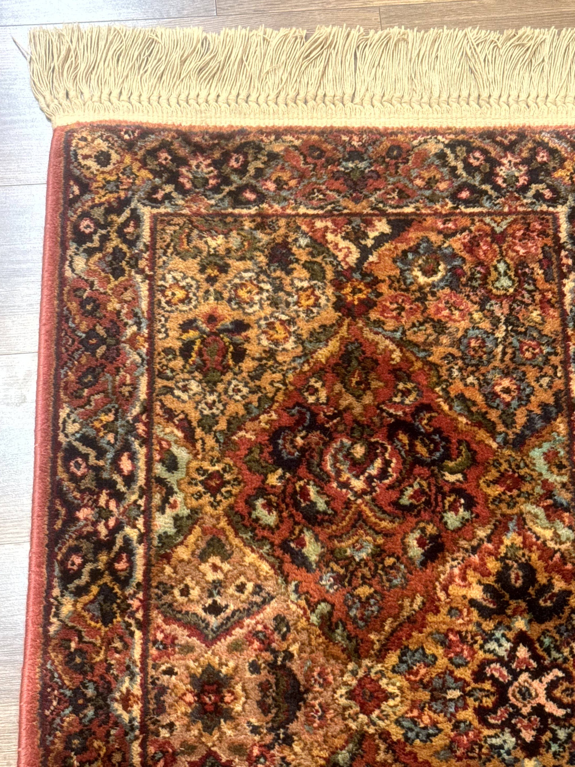 Karastan Rug 2x4 Multicolor Panel Kirman #717, Original 700 Series, Wool Pile Vintage Discontinued - Jewel Rugs